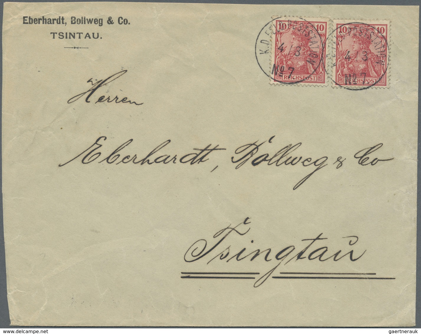 Br China - Besonderheiten: 1900, Pechihli, 10 Pf. (2) Tied "Imperial German Field Post Station No. 7 4/ - Other & Unclassified