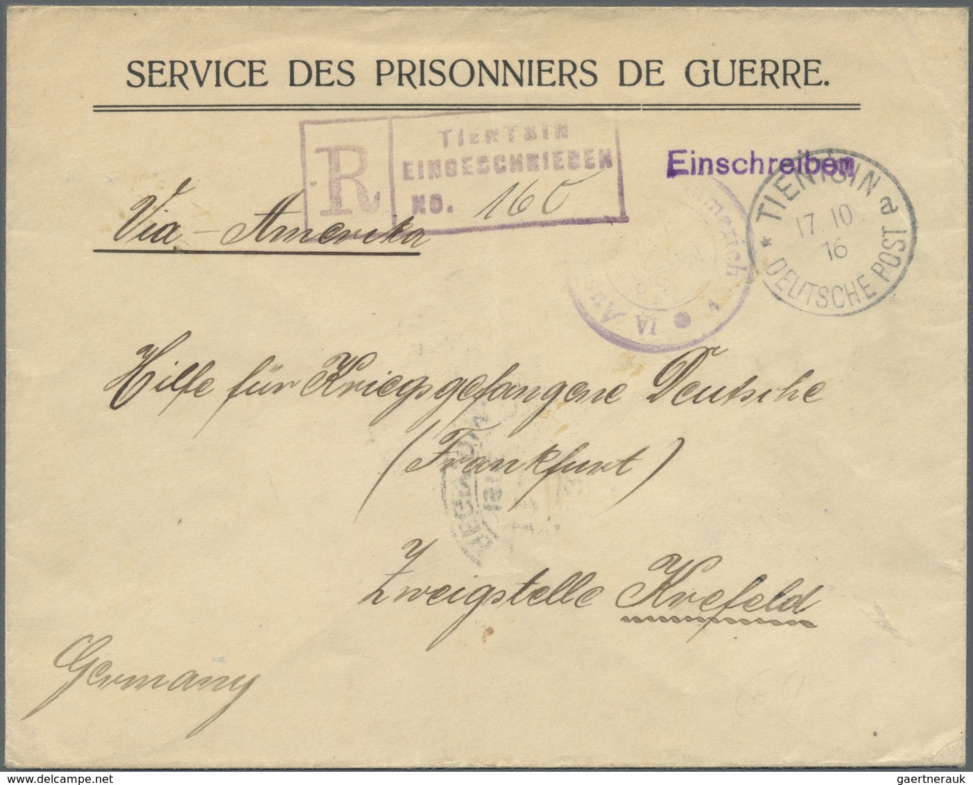 Br China - Besonderheiten: German Offices, , Tientsin, POW Mail, Envelope Imprinted "SDPDG" Registered - Autres & Non Classés