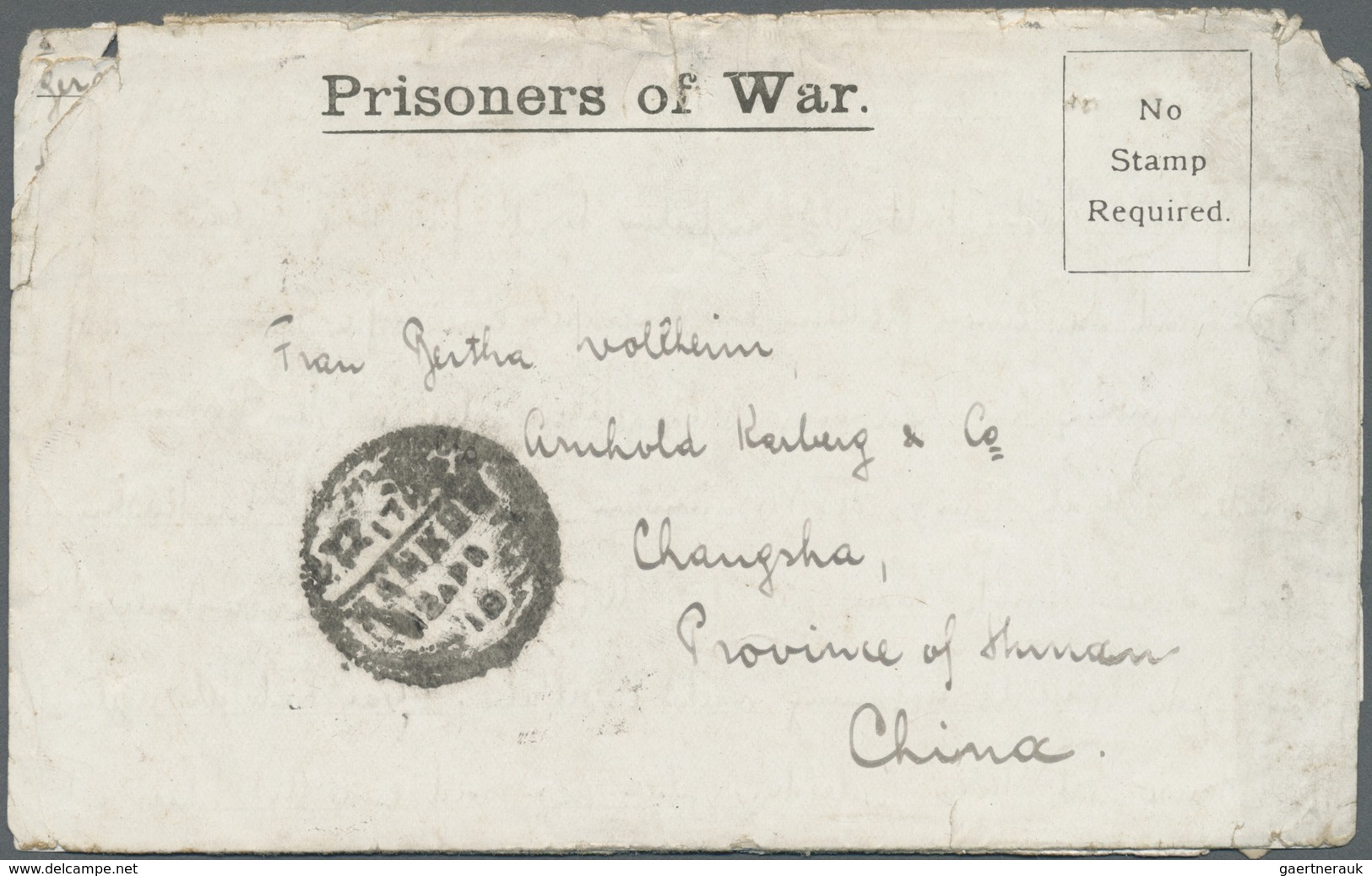 Br China - Besonderheiten: 1918. Prisoner Of War Folded Letter Envelope Headed 'Prisoners Of War' Endor - Andere & Zonder Classificatie