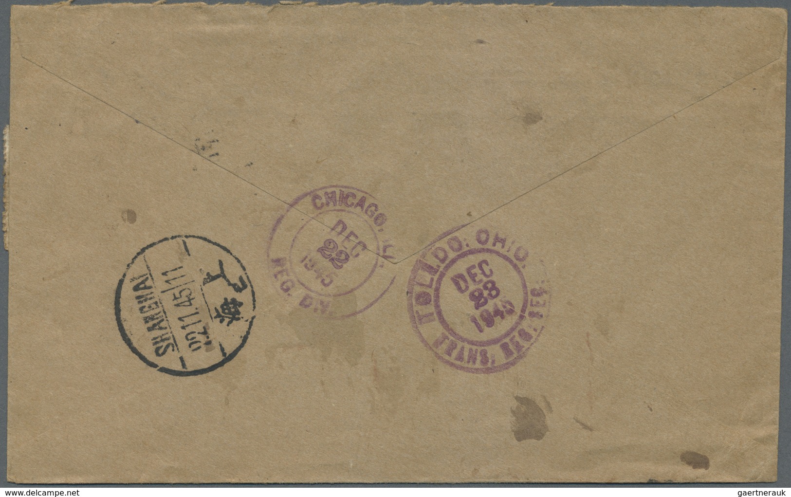 Br China - Besonderheiten: 1945. Registered Air Mail Express Envelope Addressed To Toledo Bearing Japan - Andere & Zonder Classificatie