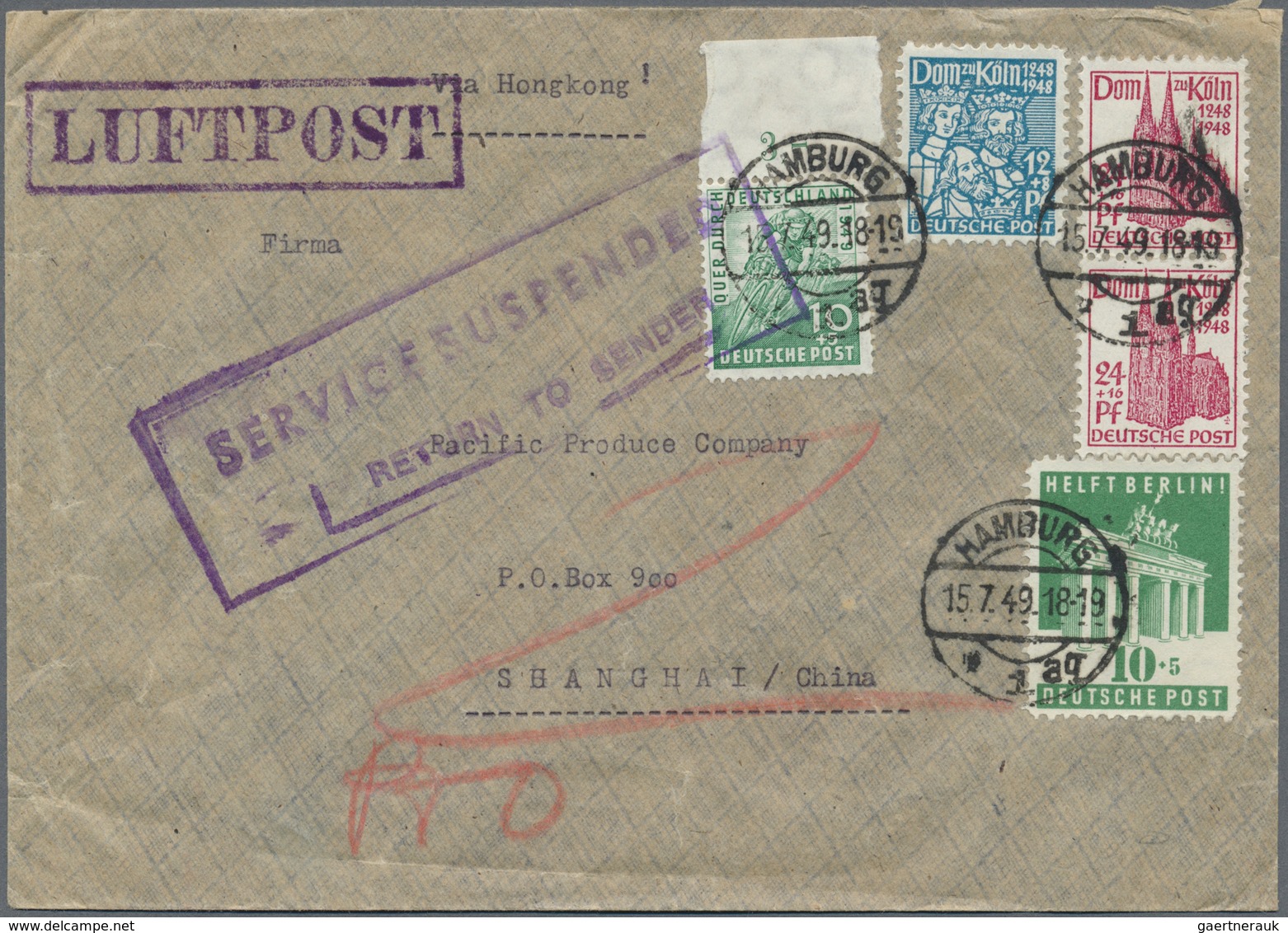 Br China - Besonderheiten: 1948. Air Mail Envelope Addressed To Shanghai Bearing Germany Michel 70, 12+ - Andere & Zonder Classificatie