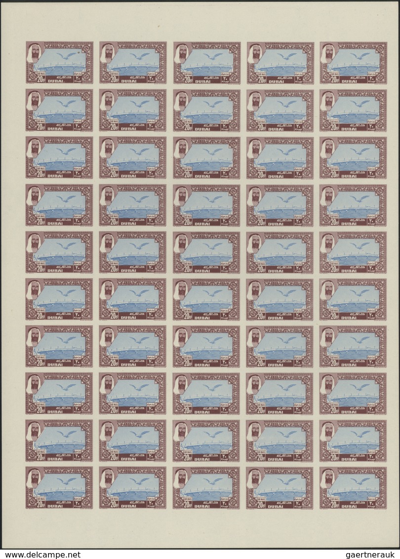 ** Dubai: 1963, Airmail Definitives "Falcon", 20np. To 1r. Imperforate, Complete Set Of Eight Values, S - Dubai