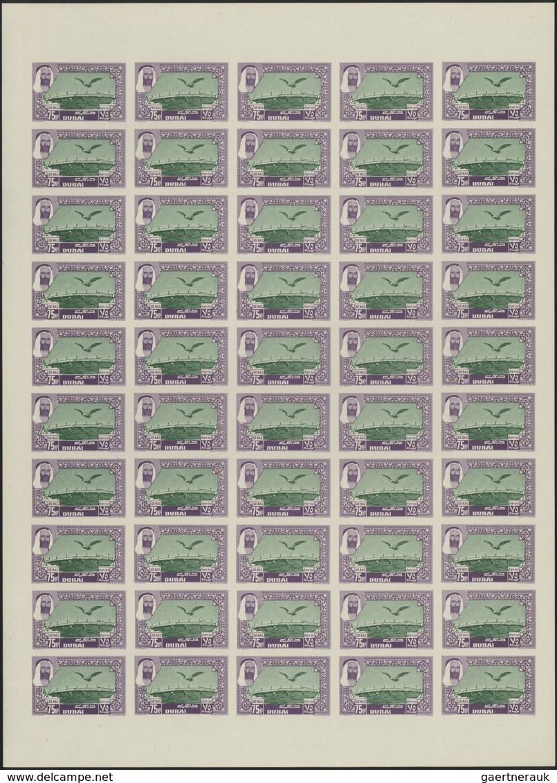 ** Dubai: 1963, Airmail Definitives "Falcon", 20np. To 1r. Imperforate, Complete Set Of Eight Values, S - Dubai