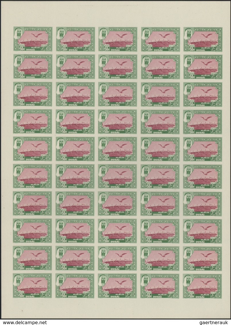 ** Dubai: 1963, Airmail Definitives "Falcon", 20np. To 1r. Imperforate, Complete Set Of Eight Values, S - Dubai