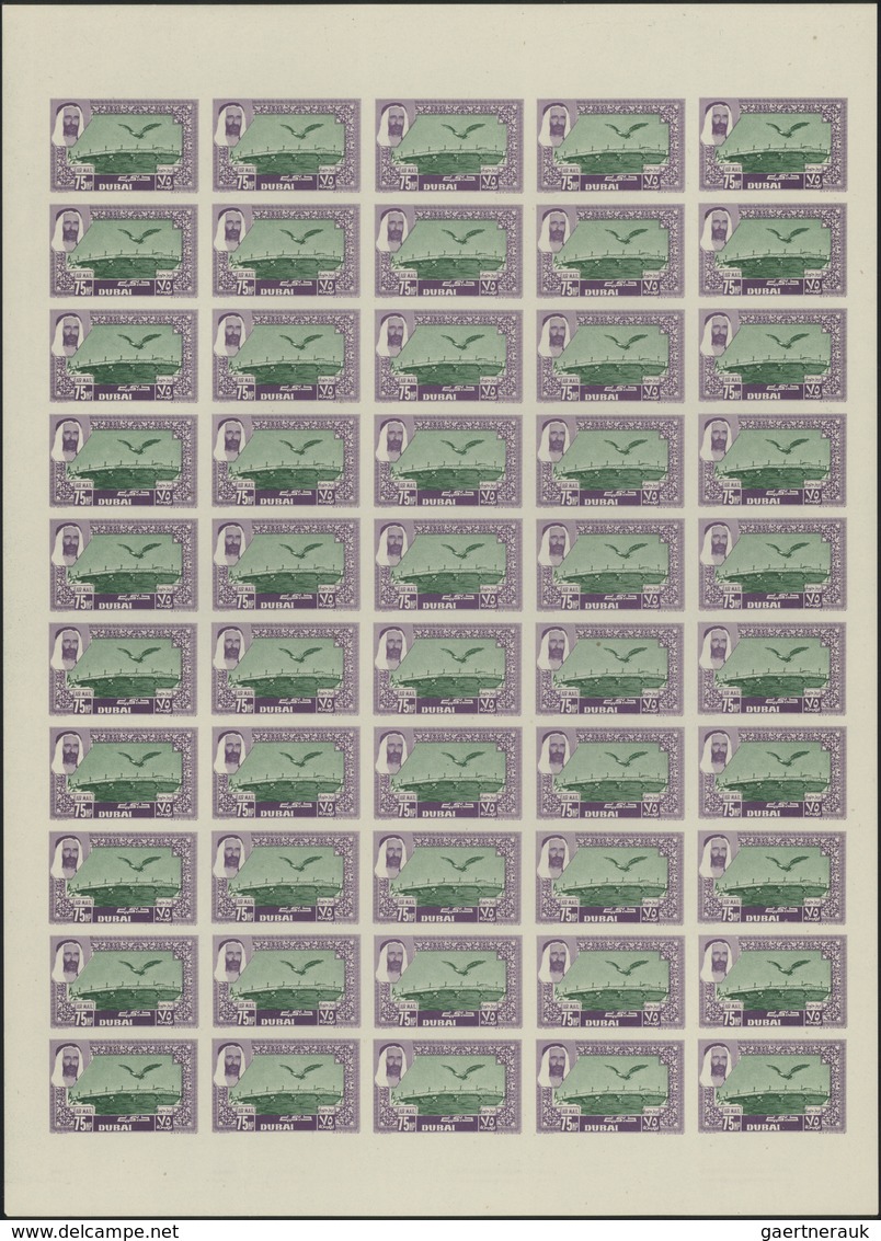 ** Dubai: 1963, Airmail Definitives "Falcon", 20np. To 1r. Imperforate, Complete Set Of Eight Values, S - Dubai