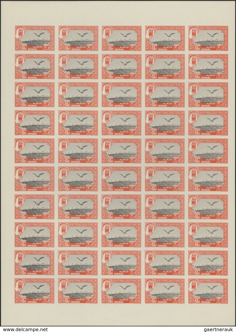 ** Dubai: 1963, Airmail Definitives "Falcon", 20np. to 1r. imperforate, complete set of eight values, s