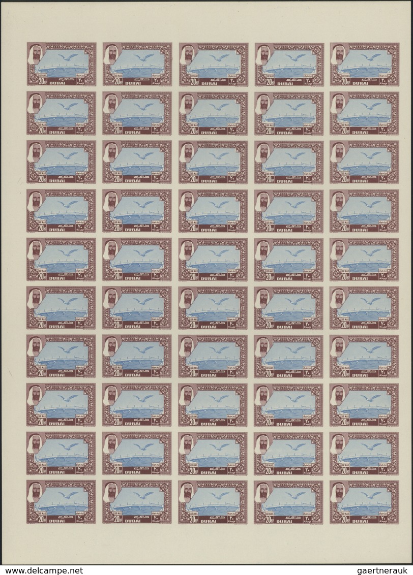 ** Dubai: 1963, Airmail Definitives "Falcon", 20np. to 1r. imperforate, complete set of eight values, s