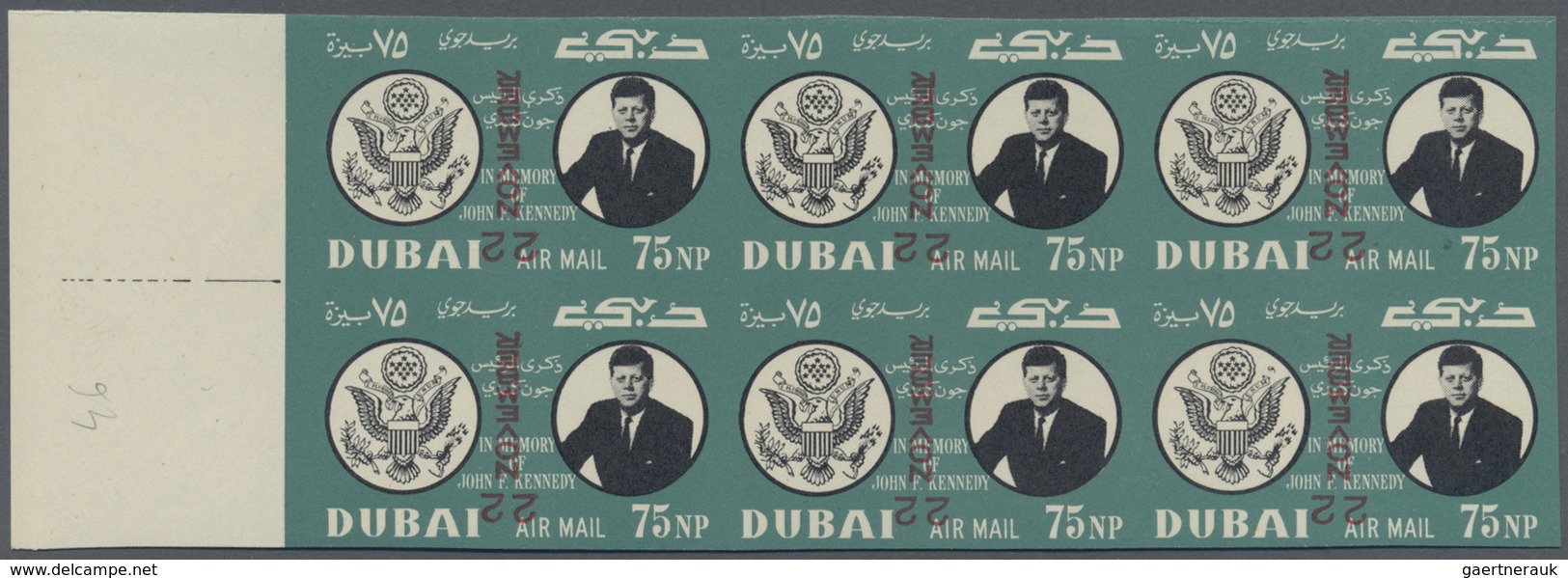 ** Dubai: 1964, Death Anniversary Of John F. Kennedy 75np. With INVERTED Red Overprint '22 NOVEMBER' In - Dubai