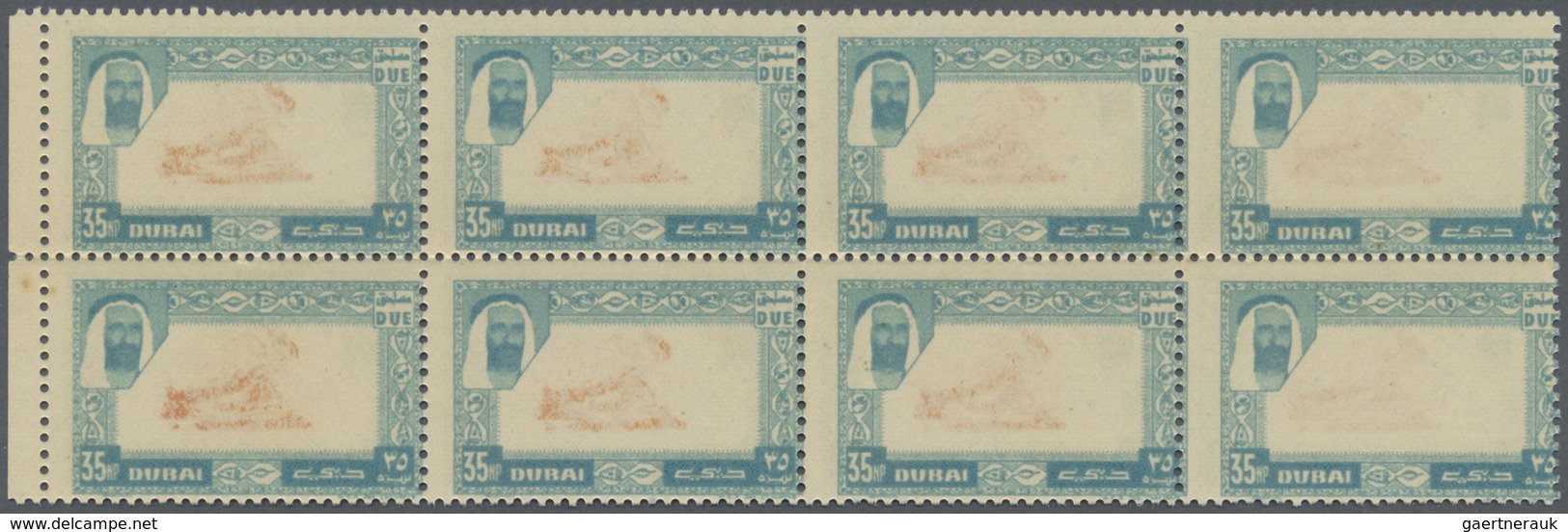 ** Dubai - Portomarken: 1963, Mangrove Oyster 35np. With 2nd Printing Of Grey-blue Frame On Gum Side In - Dubai