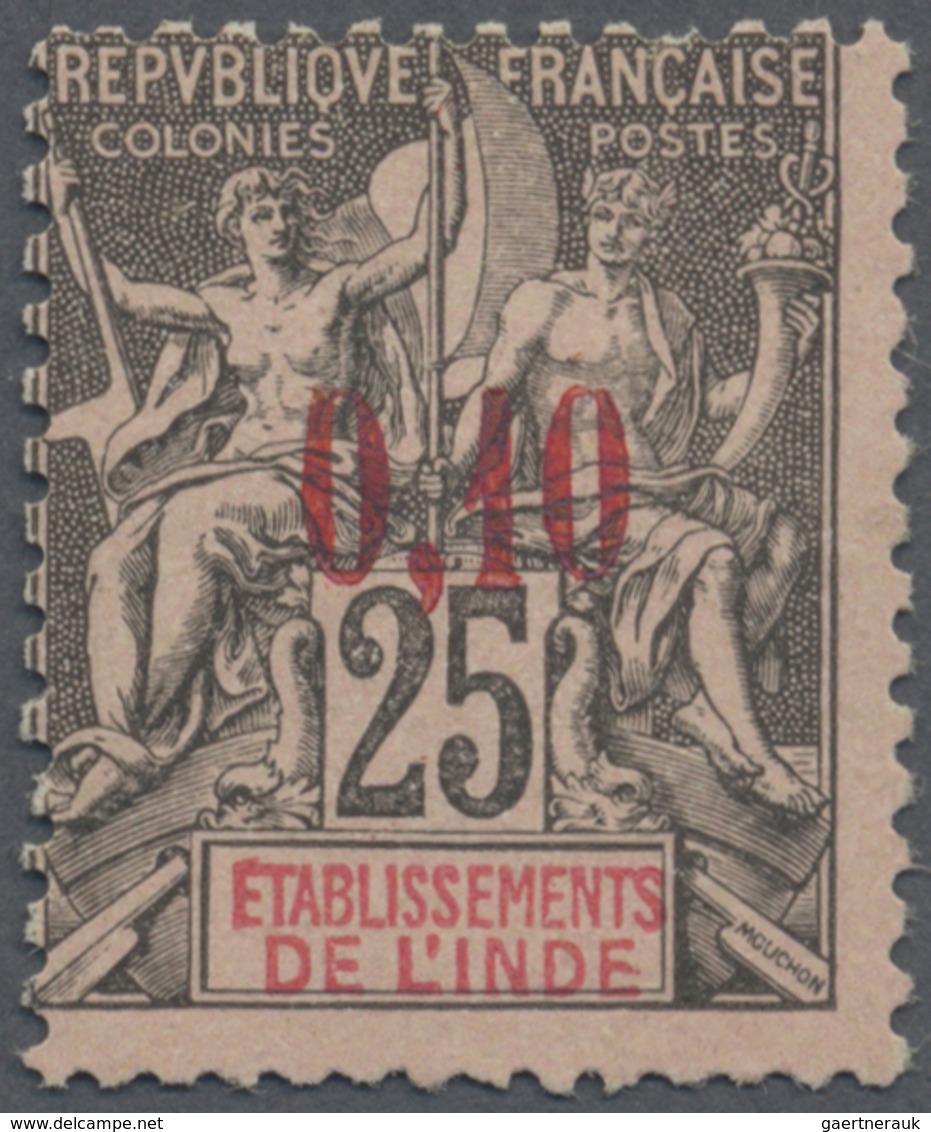 * Französisch-Indien: 1903, 0.10 On 25c. Black On Rose, Fresh Colour, Mint O.g. Previously Hinged, Sig - Ongebruikt