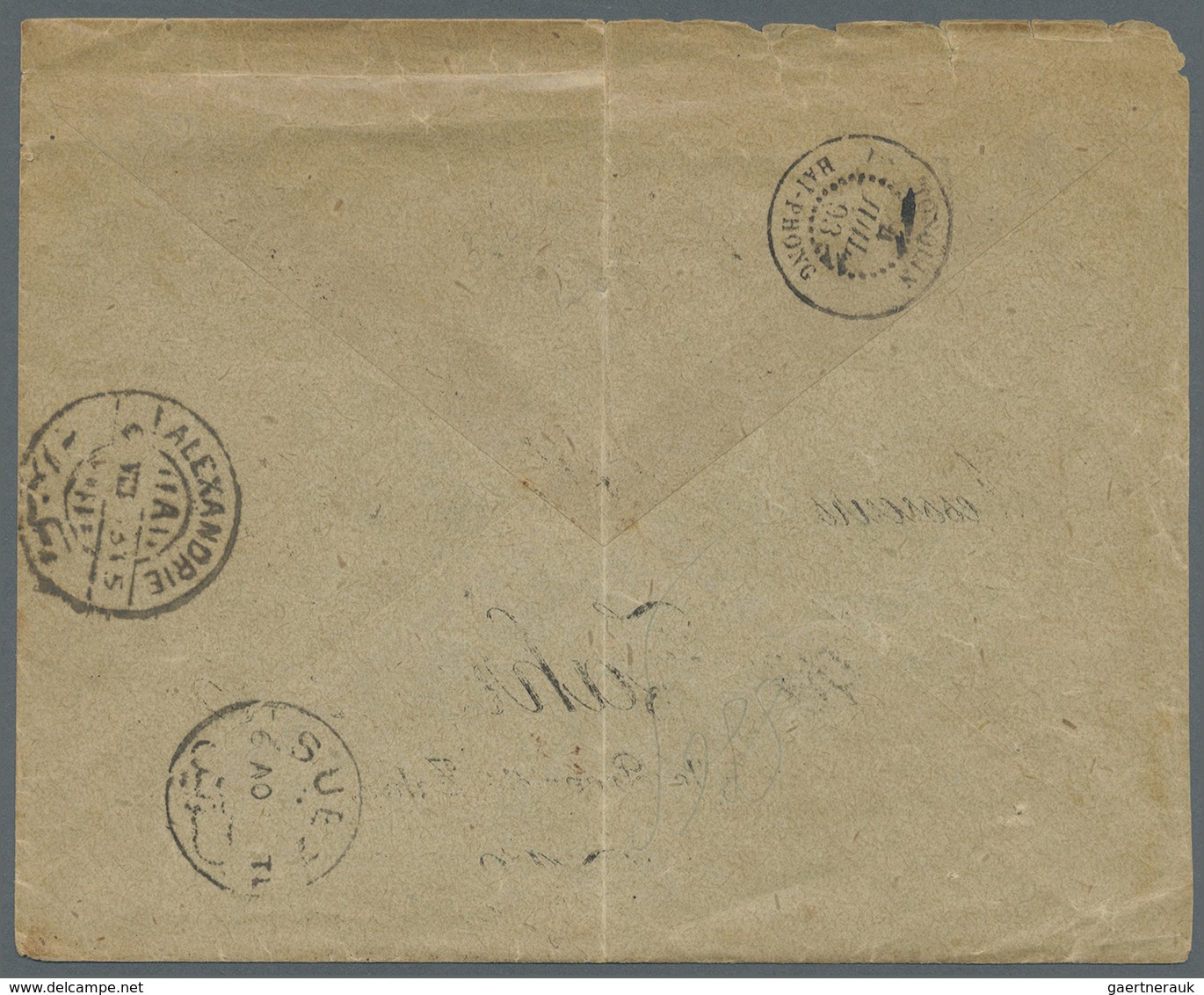 Br Französisch-Indochina: 1893. Registered Envelope (opening Faults And Vertical Crease) To Egypt Beari - Brieven En Documenten