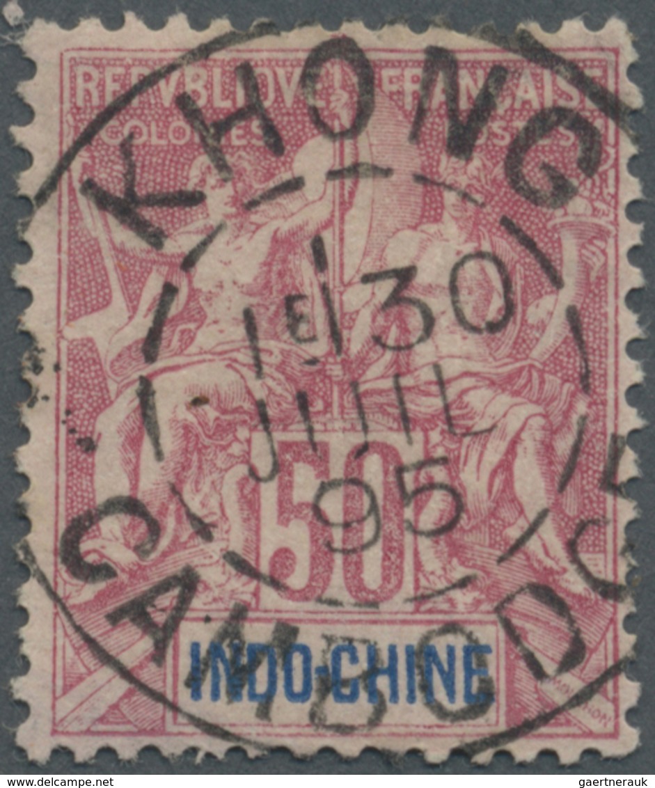 O Französisch-Indochina: 1895. Indo-China SG 16, 50c Rose Cancelled By 'Khong/Cambodge' Double Ring '3 - Brieven En Documenten