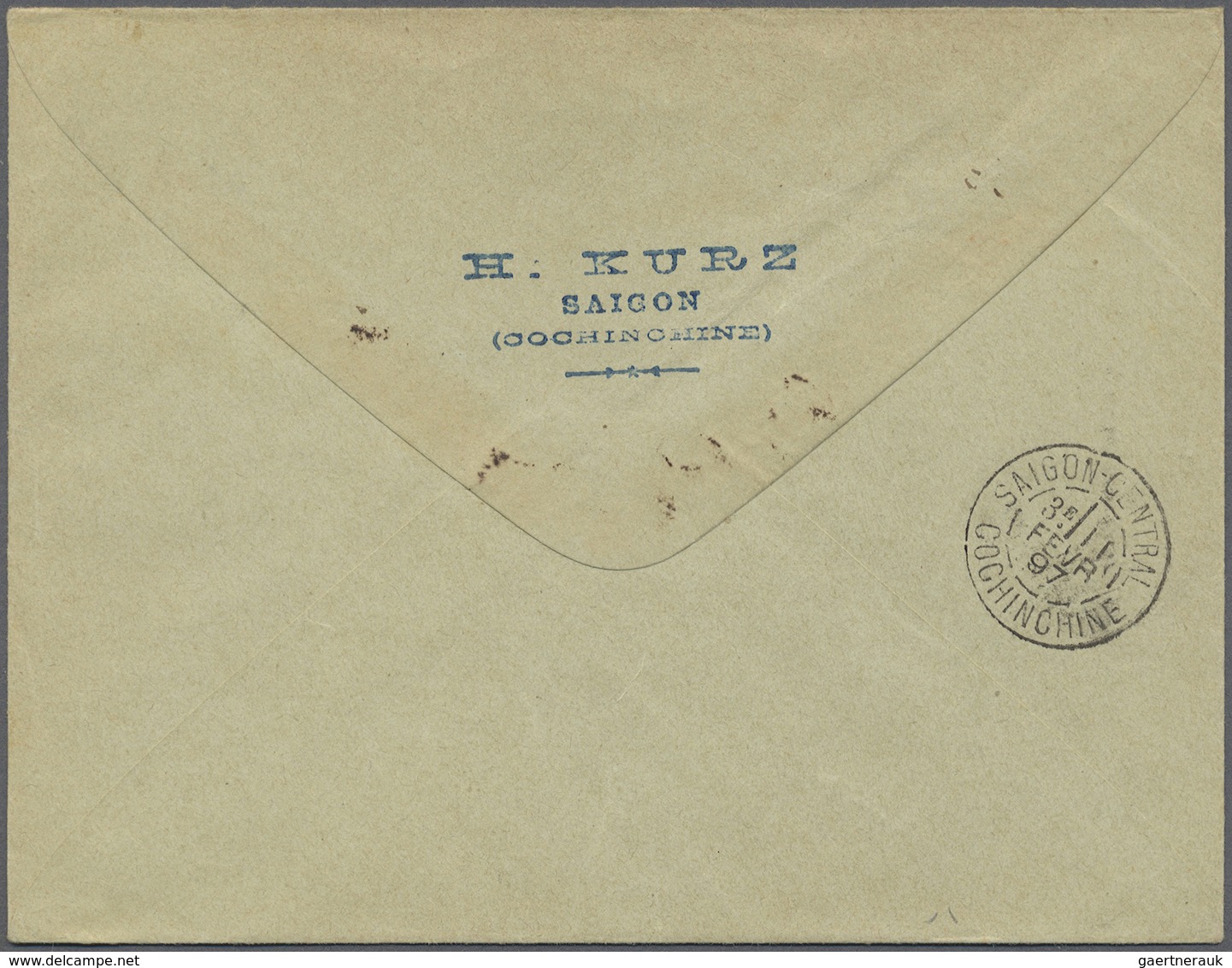 GA Französisch-Indochina: 1897. Registered Indo-China Postal Stationery Envelope 15c Blue Upgraded With - Brieven En Documenten