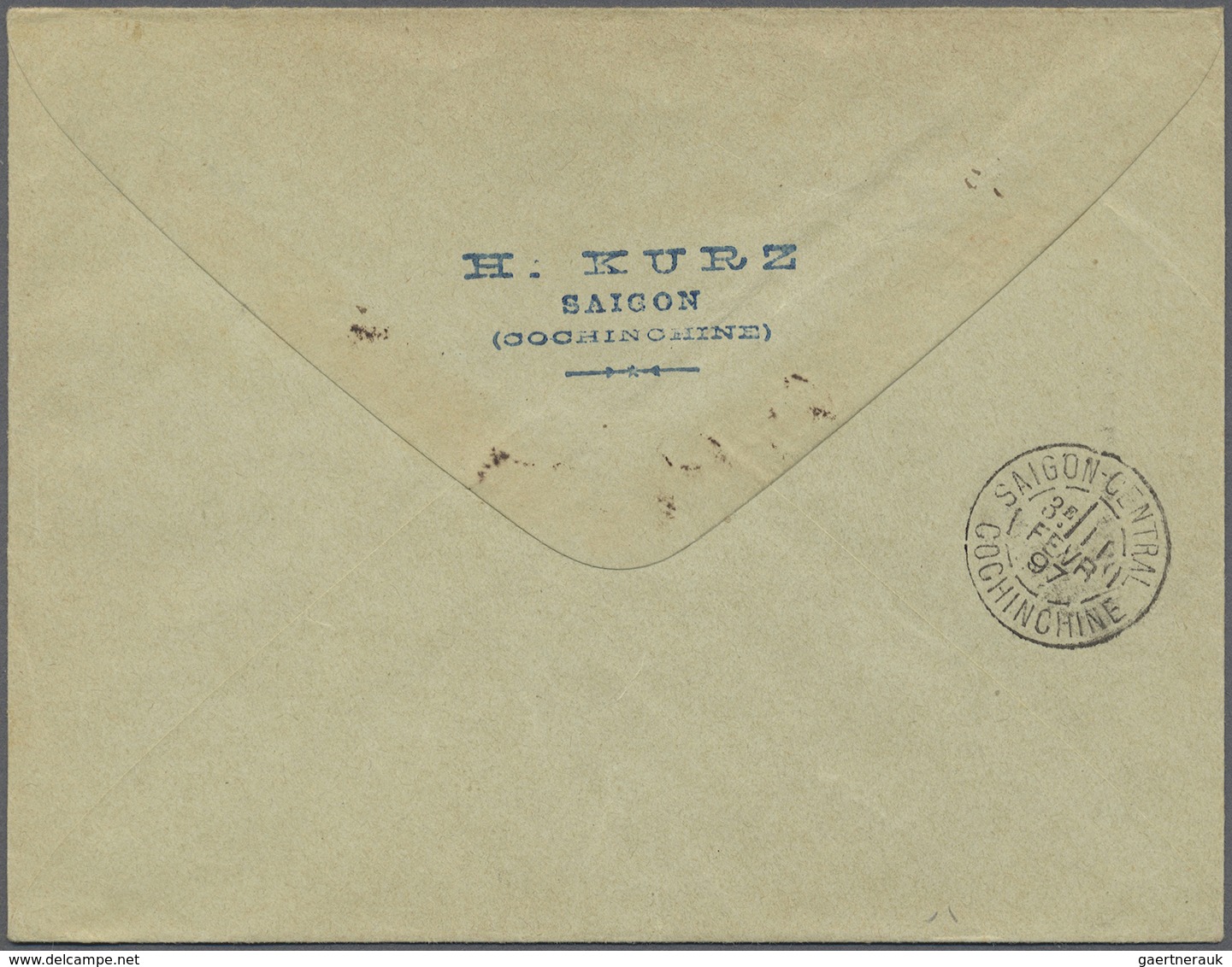 GA Französisch-Indochina: 1897. Registered Indo-China Postal Stationery Envelope 15c Blue Upgraded With - Covers & Documents