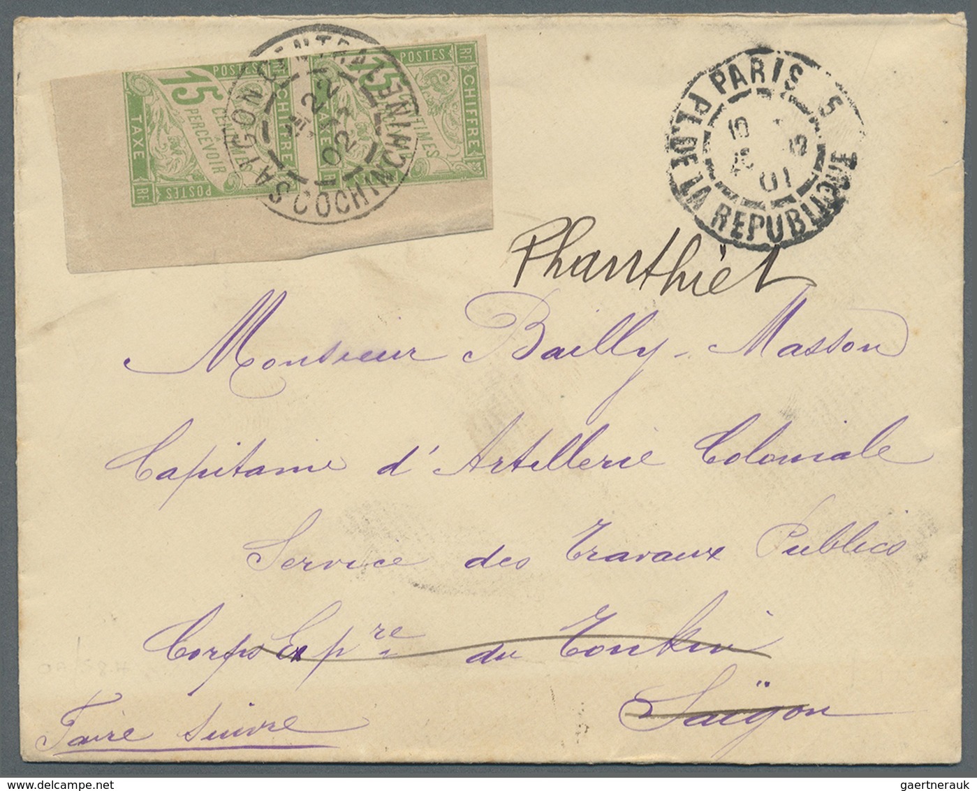 Br Französisch-Indochina: 1901. Stampless Envelope Written From Paris Addressed To The French Expeditio - Brieven En Documenten