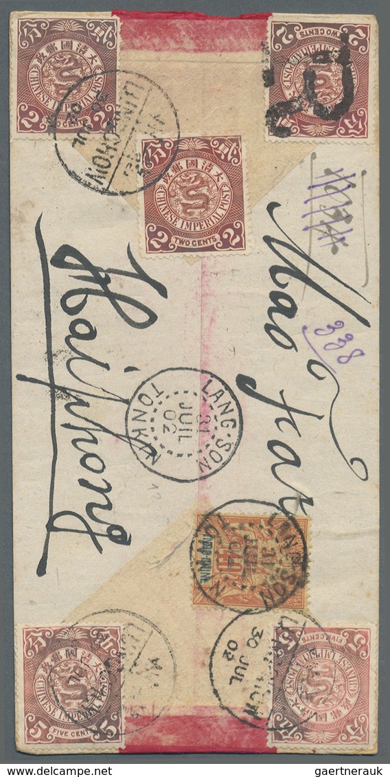 Br Französisch-Indochina: 1902. Registered Imperial Chinese Post 'Red Band' Envelope Addressed To Haiph - Brieven En Documenten