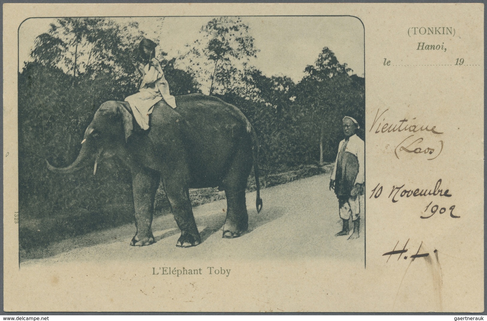 Br Französisch-Indochina: 1902. Picture Post Card Of 'Toby The Elephant' Addressed To France Bearing Fr - Brieven En Documenten