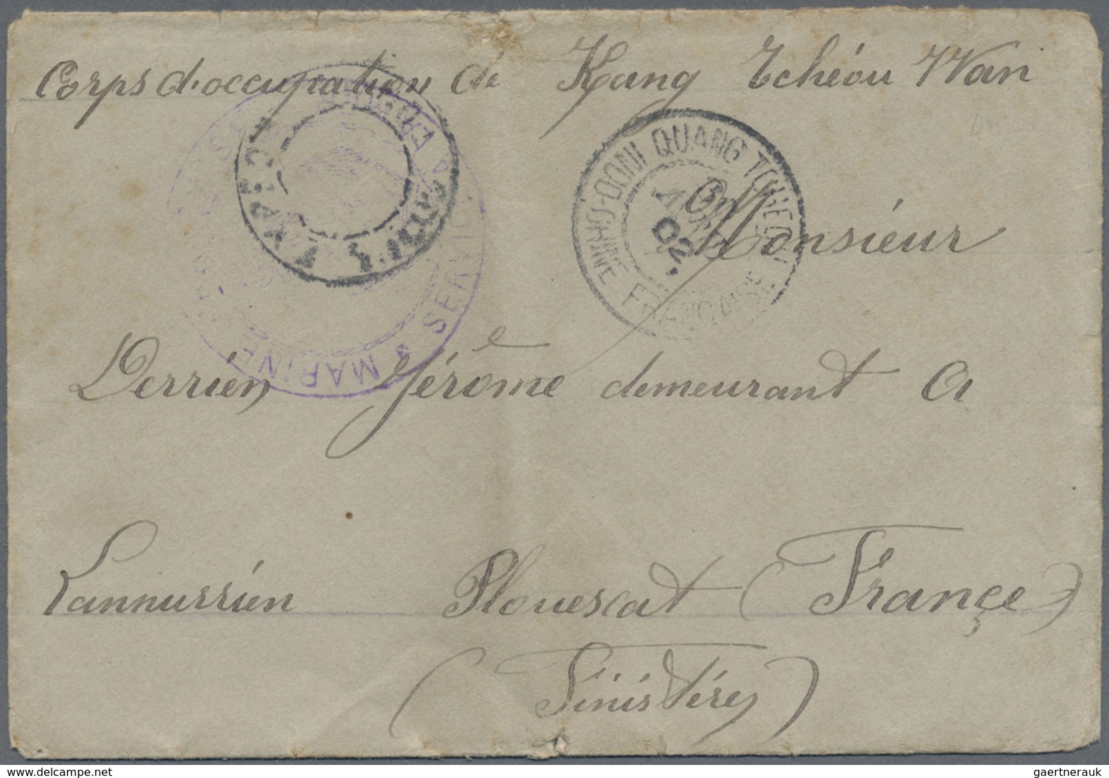 Br Französisch-Indochina: 1902. Stamp-less Envelope (vertical Fold) Addressed To France Endorsed 'Corps - Brieven En Documenten