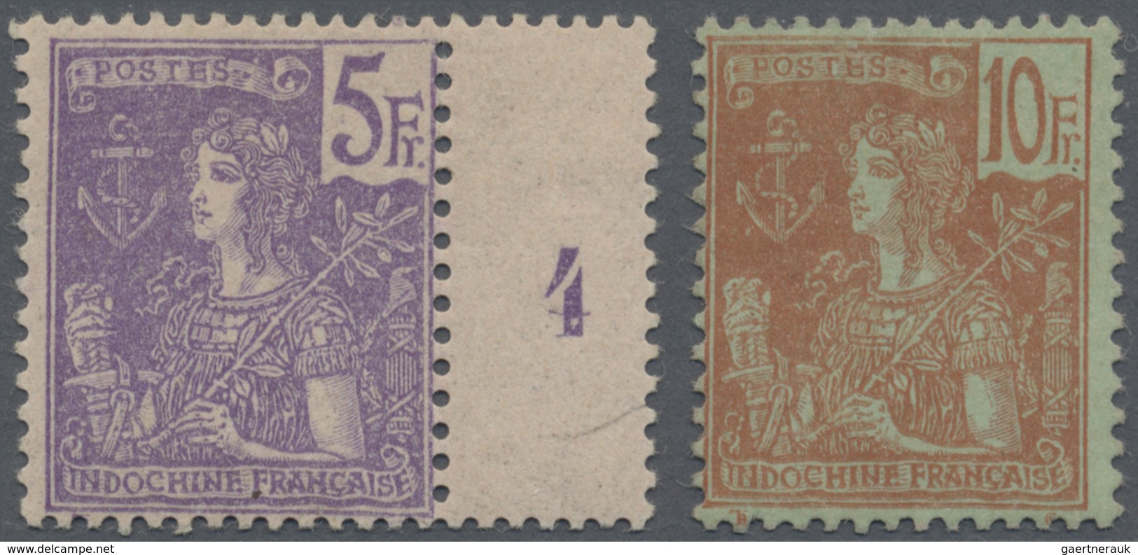 * Französisch-Indochina: 1904 Definitives 5fr. And 10fr., Mint Lightly Hinged, The 5fr. With Gutter (n - Covers & Documents
