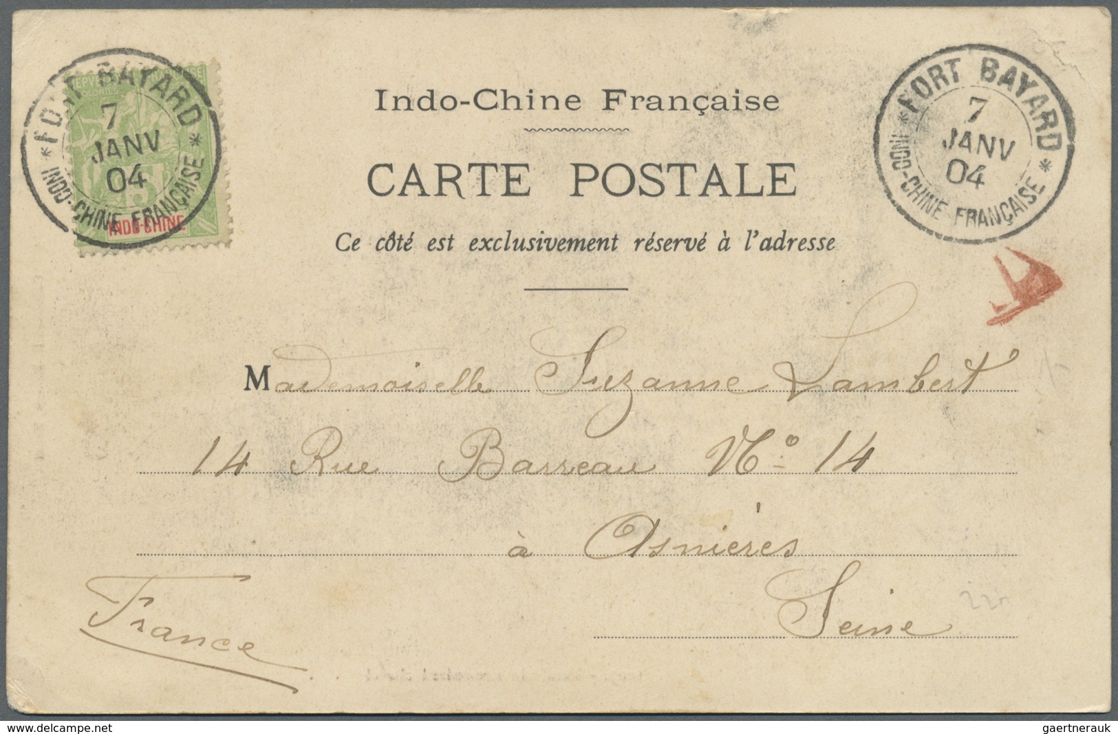 Br Französisch-Indochina: 1904. Picture Post Card Of 'Mandarin And Annamites, Tonkin' Addressed To Fran - Brieven En Documenten