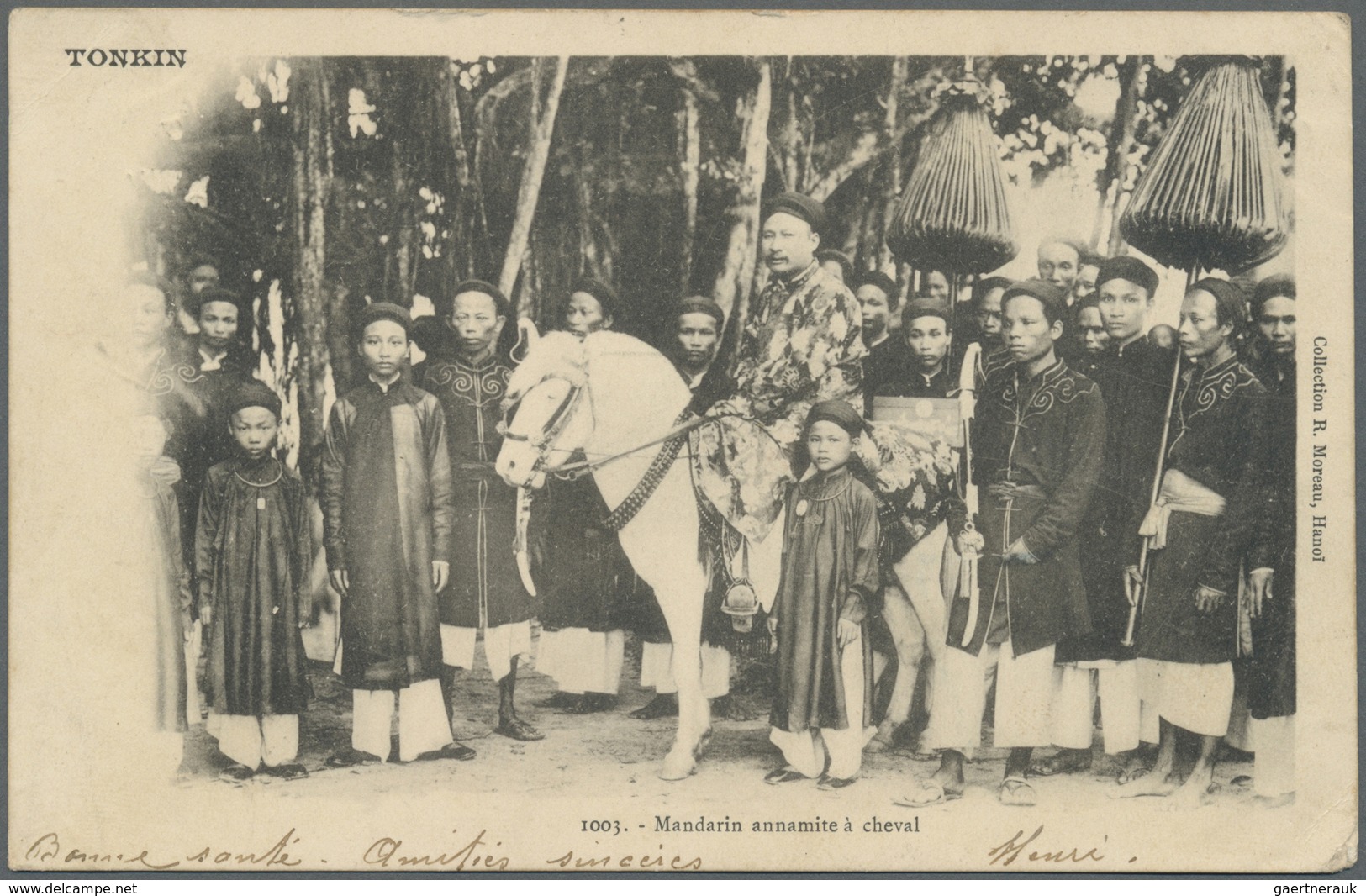 Br Französisch-Indochina: 1904. Picture Post Card Of 'Mandarin And Annamites, Tonkin' Addressed To Fran - Covers & Documents