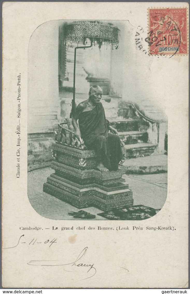 Br Französisch-Indochina: 1904. Picture Post Card Of 'Le Grand Chef Des Bonzes, Sang-Kreatk' Addressed - Brieven En Documenten