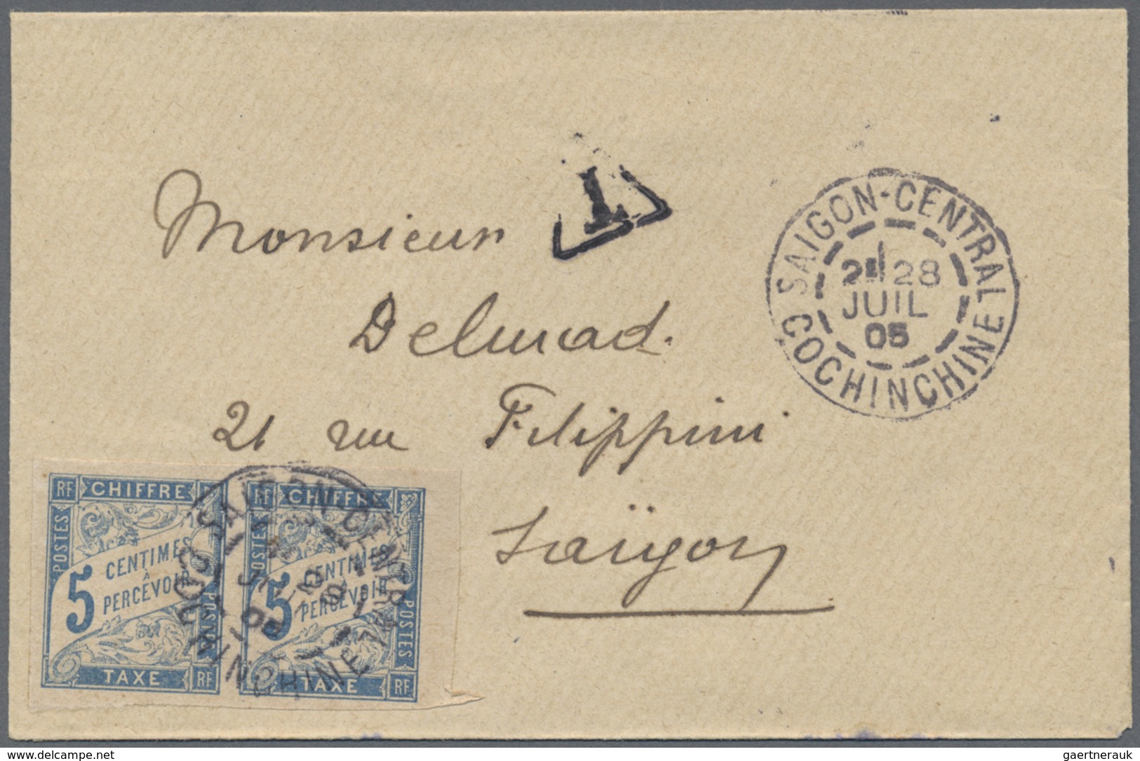 Br Französisch-Indochina: 1905. Envelope Addressed To Saigon Bearing French General Colonies Postage Du - Covers & Documents