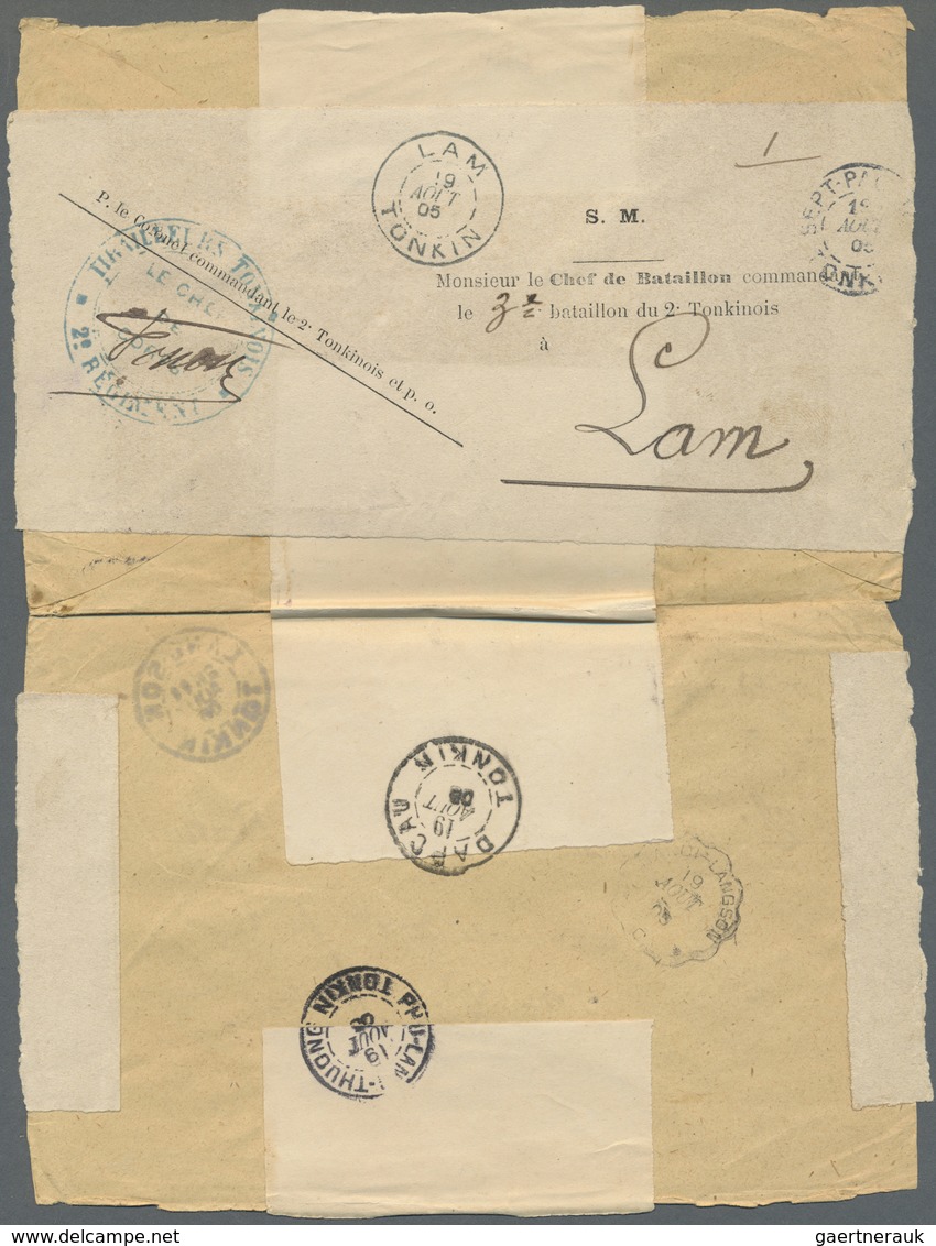 Br Französisch-Indochina: 1905. Stamp-less Envelope (opend For Display) Addressed To The 'Chef De Batta - Brieven En Documenten