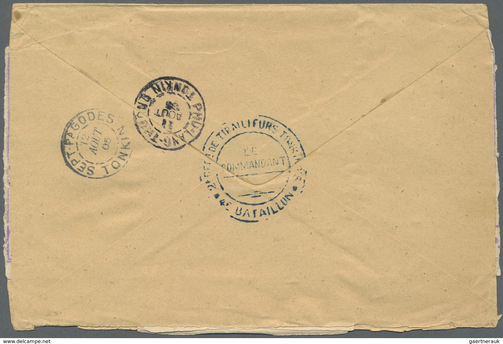 Br Französisch-Indochina: 1905. Stamp-less Envelope (opend For Display) Addressed To The 'Chef De Batta - Brieven En Documenten