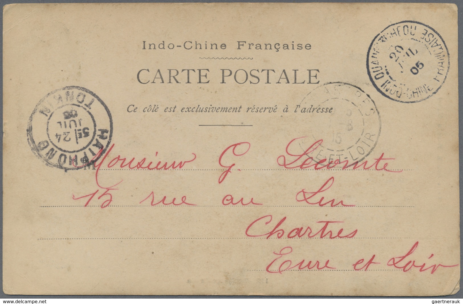 Br Französisch-Indochina: 1905. Picture Post Card Of 'Planting Rice’ Addressed To France Bearing Indo-C - Brieven En Documenten
