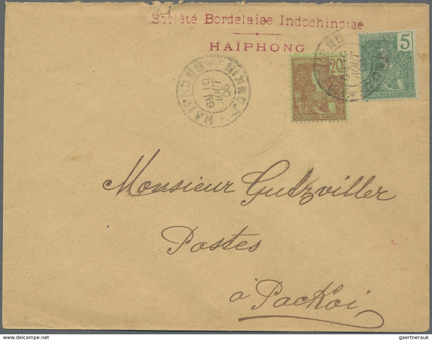 Br Französisch-Indochina: 1906. Envelope Addressed To The ‘French Post A Packhoi' Bearing Lndo-China SG - Brieven En Documenten