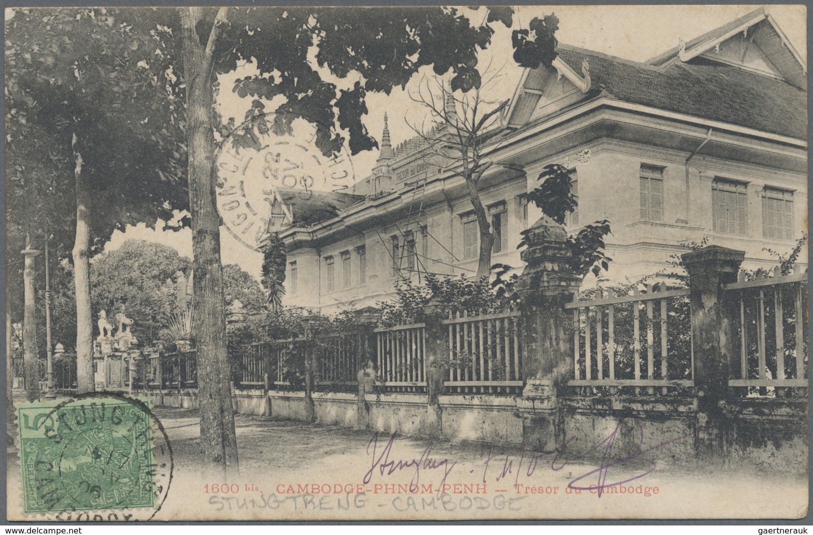 Br Französisch-Indochina: 1906. Picture Post Card Of 'Tresor Et Cambodge, Phnom Penh' Addressed To Saig - Brieven En Documenten