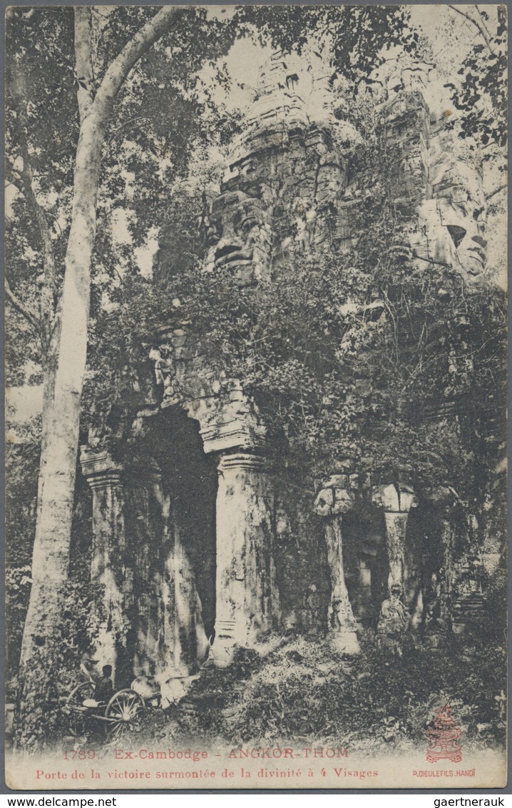 Br Französisch-Indochina: 1906. Picture Post Card Of 'Angkor-Thom ' Addressed To France Bearing Indo-Ch - Brieven En Documenten