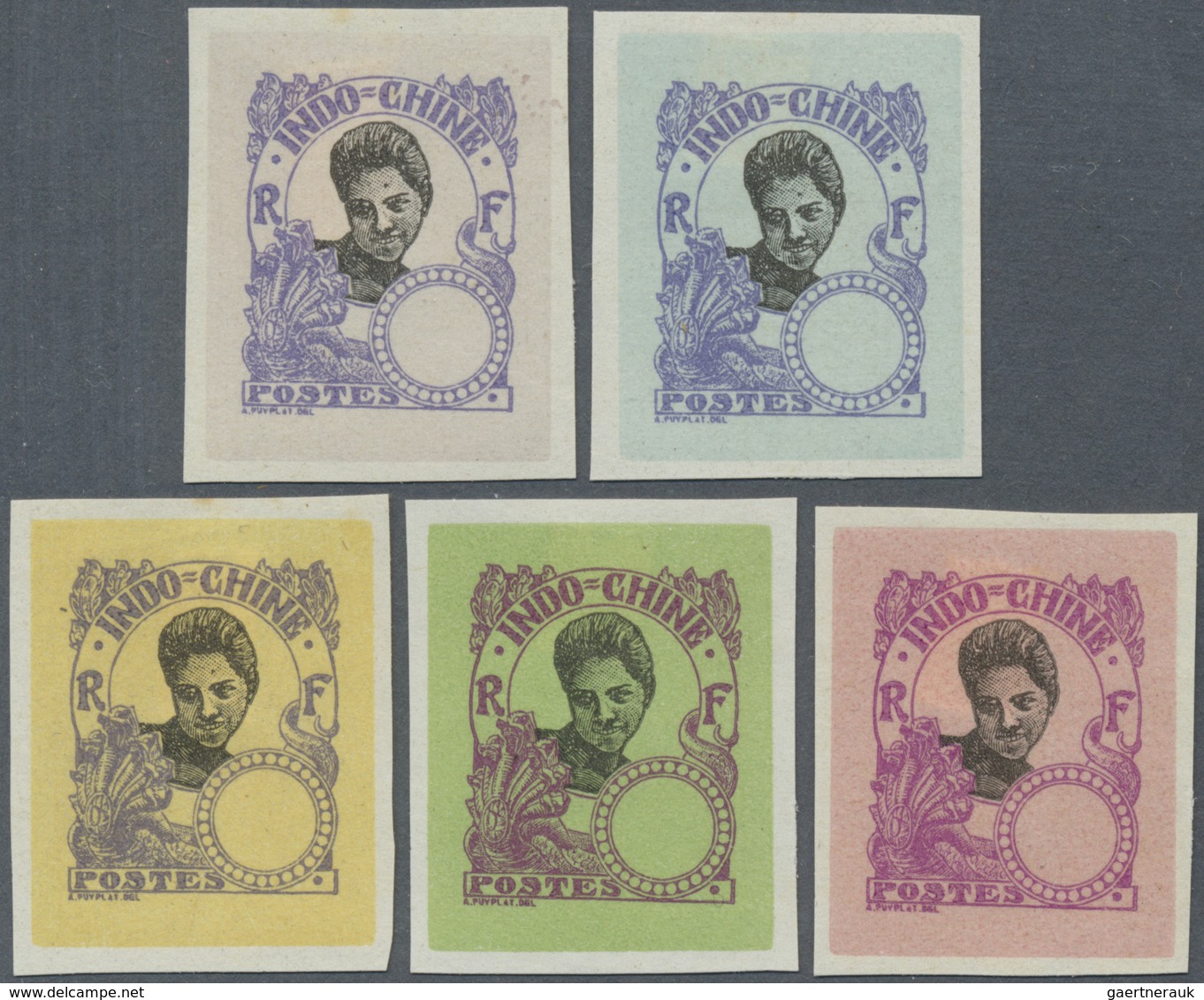 (*) Französisch-Indochina: 1907, Woman From Cambodia, Five Color Proofs, Without Declaration Of Value In - Brieven En Documenten