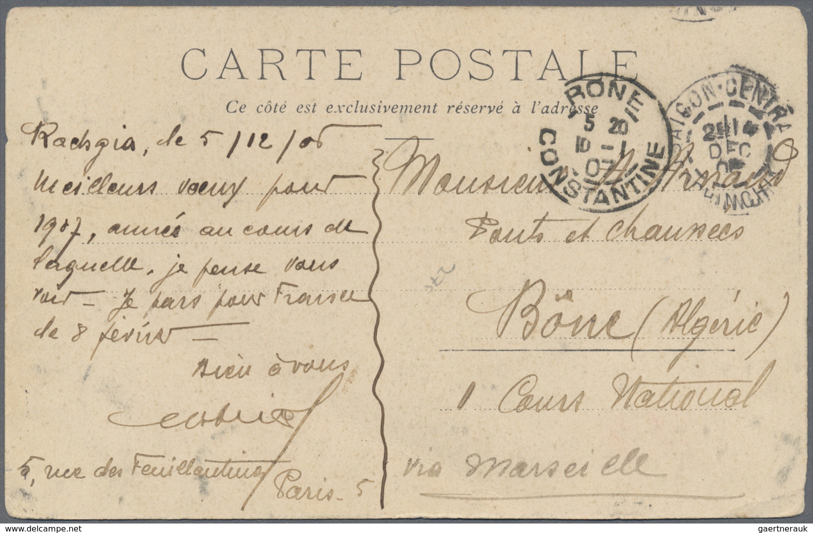 Br Französisch-Indochina: 1907. Picture Post Card Of 'Bridge Des Messageries Maritimes, Saigon' Written - Brieven En Documenten