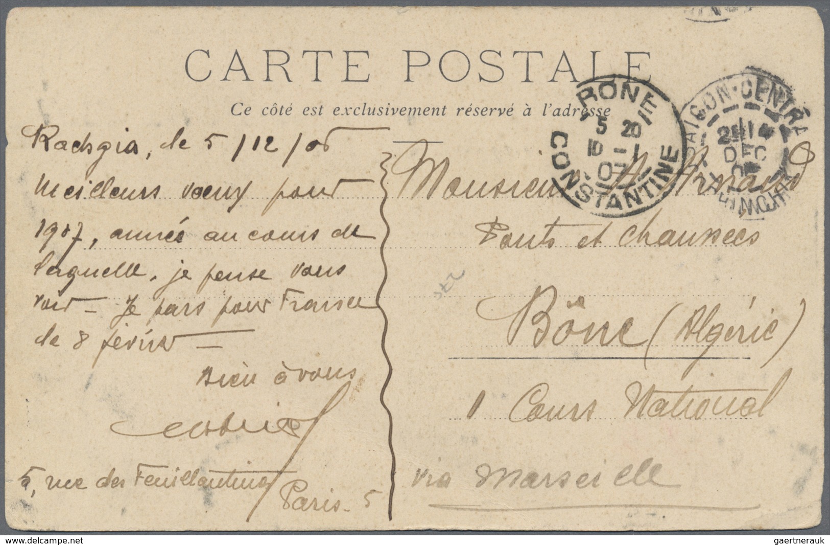 Br Französisch-Indochina: 1907. Picture Post Card Of 'Bridge Des Messageries Maritimes, Saigon' Written - Covers & Documents