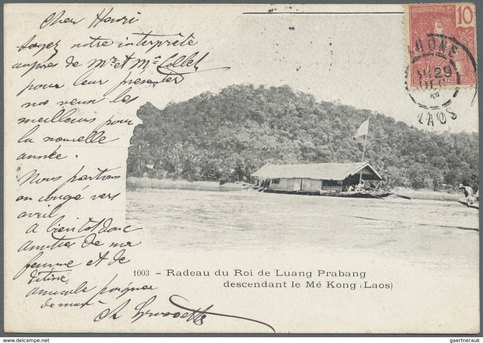 Br Französisch-Indochina: 1907. Picture Post Card Of 'The Royal Barge On The Mekong River, Luang-Praban - Brieven En Documenten