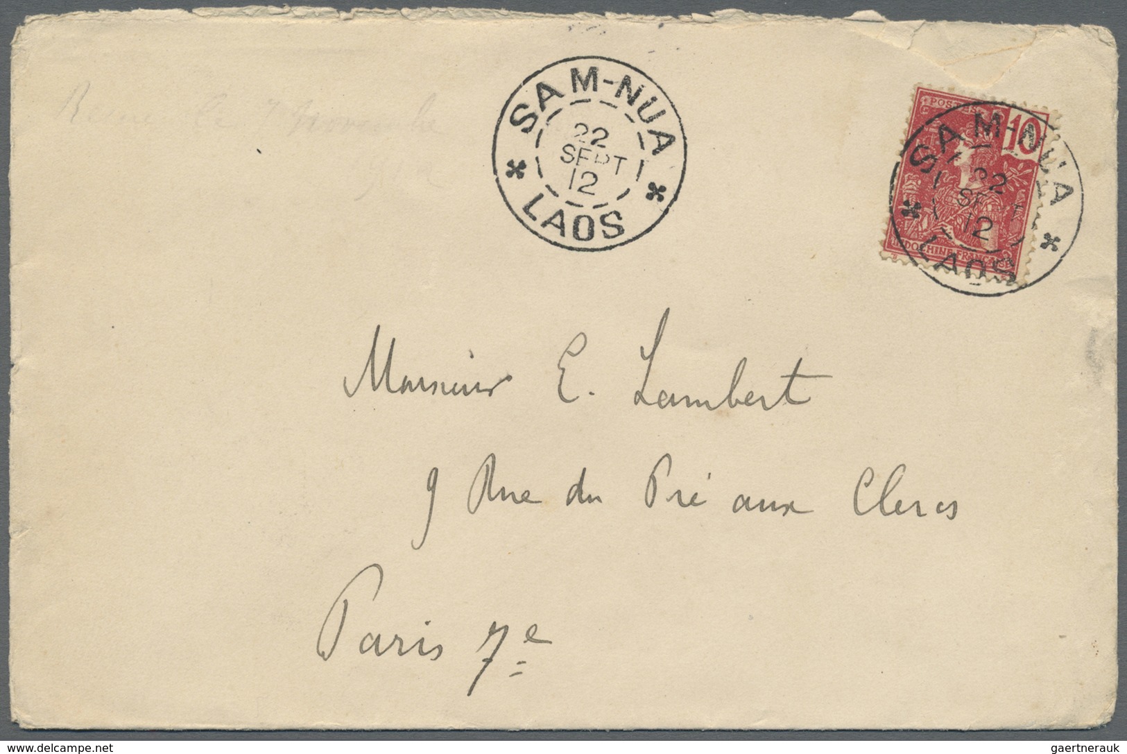 Br Französisch-Indochina: 1912. Envelope Addressed To Paris Bearing French Indo-China SG 34, 10c Red Ti - Brieven En Documenten