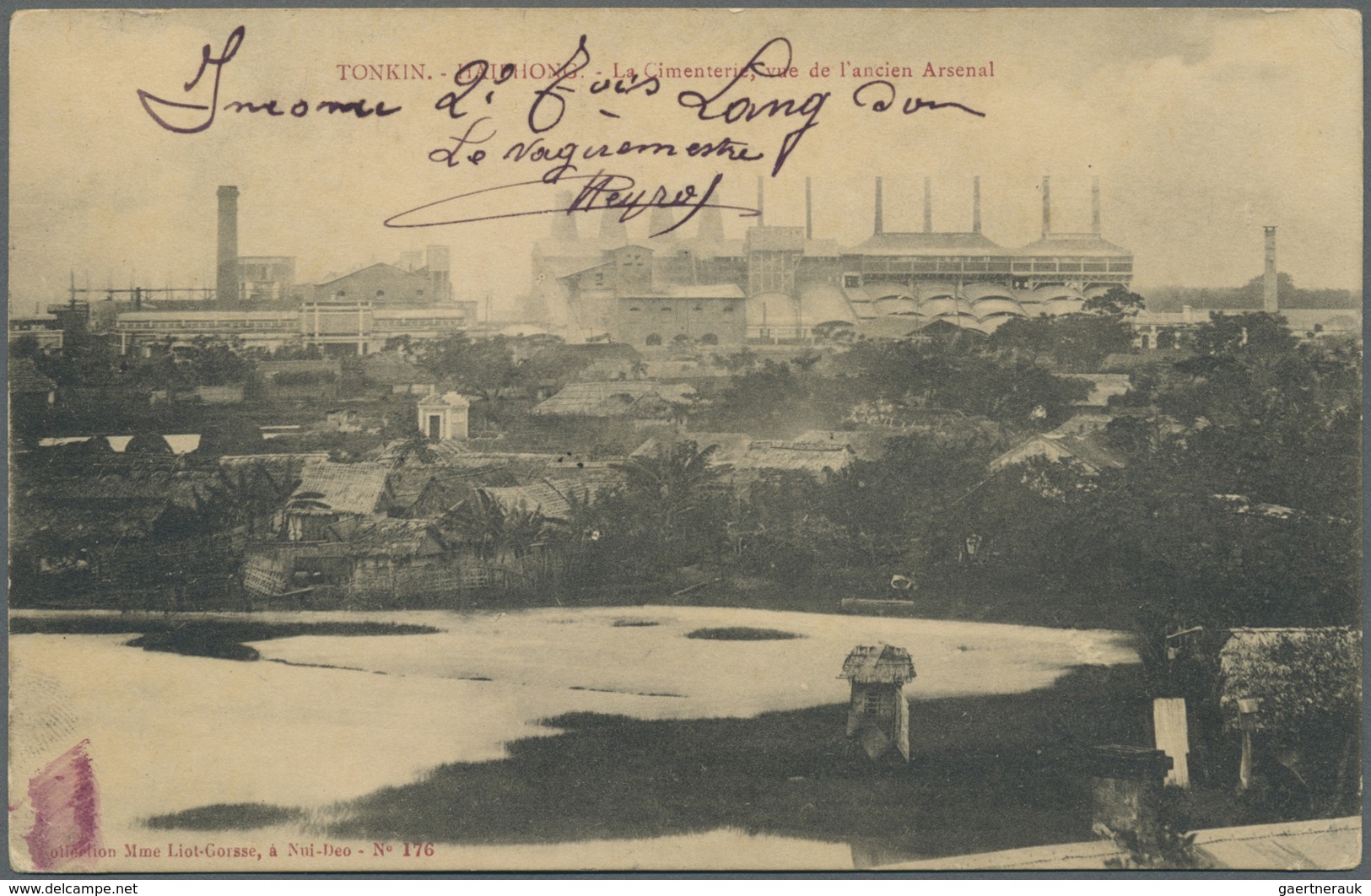 Br Französisch-Indochina: 1915. Stamp-less Picture Post Card Of 'Arsenal, Haiphong' Addressed To Lang-S - Brieven En Documenten