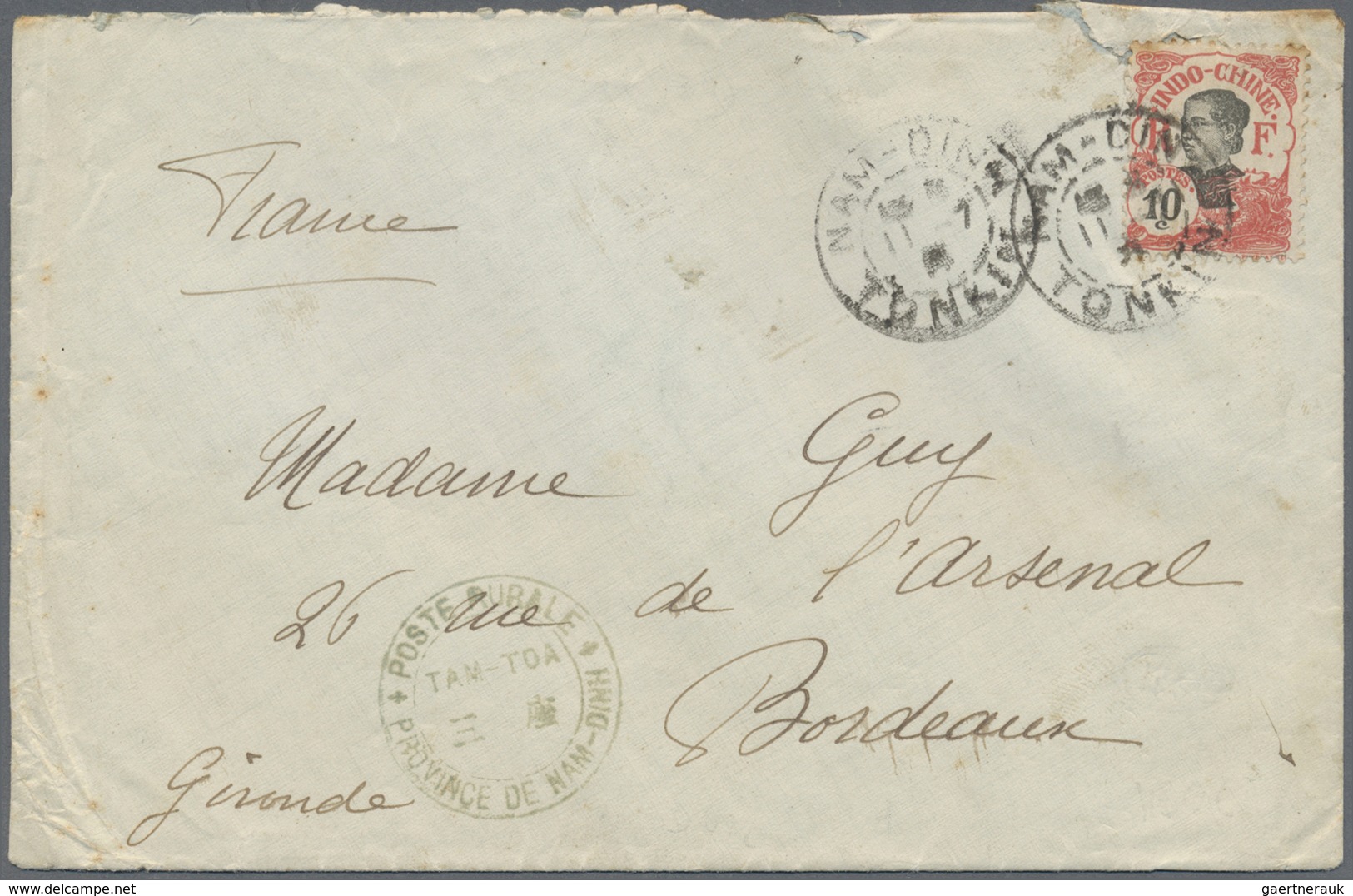 Br Französisch-Indochina: 1919. Envelope (small Faults) To France Cancelled By 'Poste Rurale TamToa/Pro - Brieven En Documenten