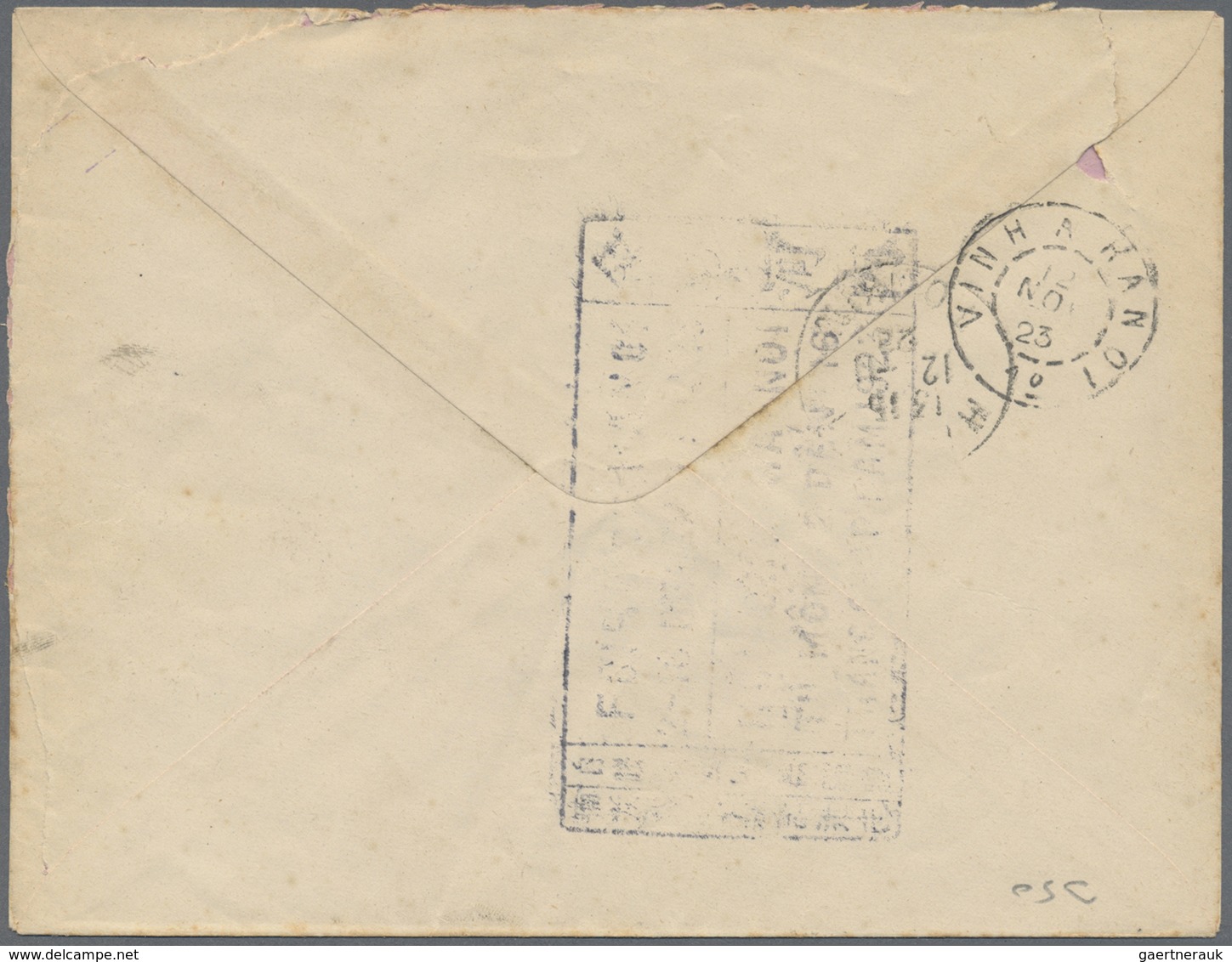 GA Französisch-Indochina: 1923. Postal Stationery Envelope 4c Orange Addressed To Hanoi Cancelled By 'P - Brieven En Documenten