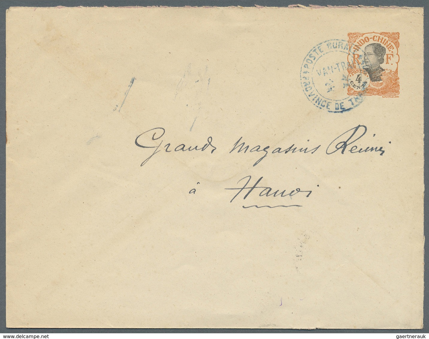 GA Französisch-Indochina: 1924. Postal Stationery Envelope (opened On Two Sides) 4c Orange Addressed To - Brieven En Documenten