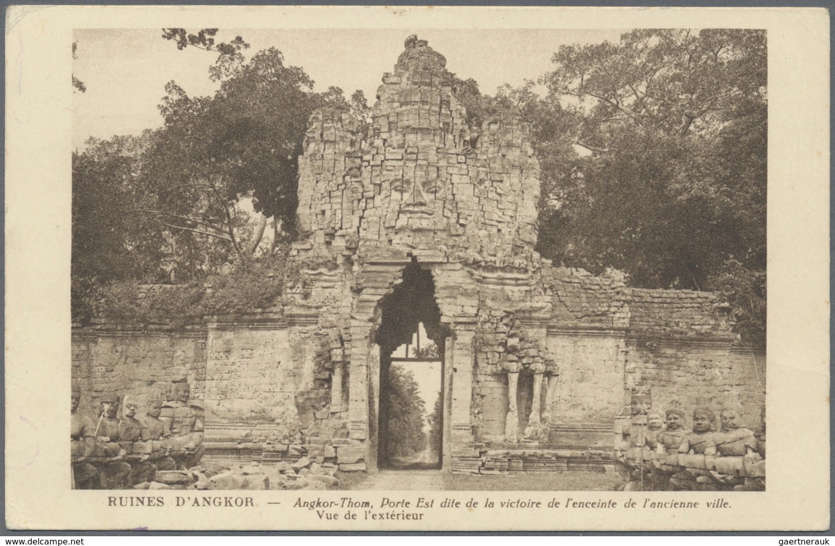 Br Französisch-Indochina: 1927. Picture Post Card Of 'Angkor-Thom' Addressed To France Bearing Indo-Chi - Brieven En Documenten