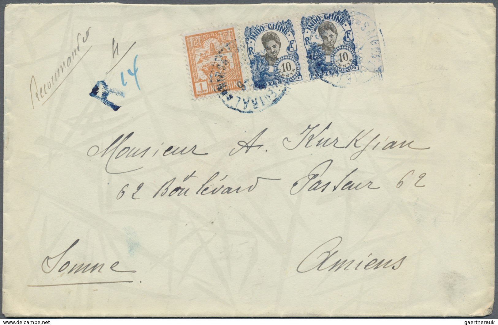 Französisch-Indochina: 1928/31, Three Better Franked (airmail)covers Incl. 1x Blue "R" (registration - Brieven En Documenten