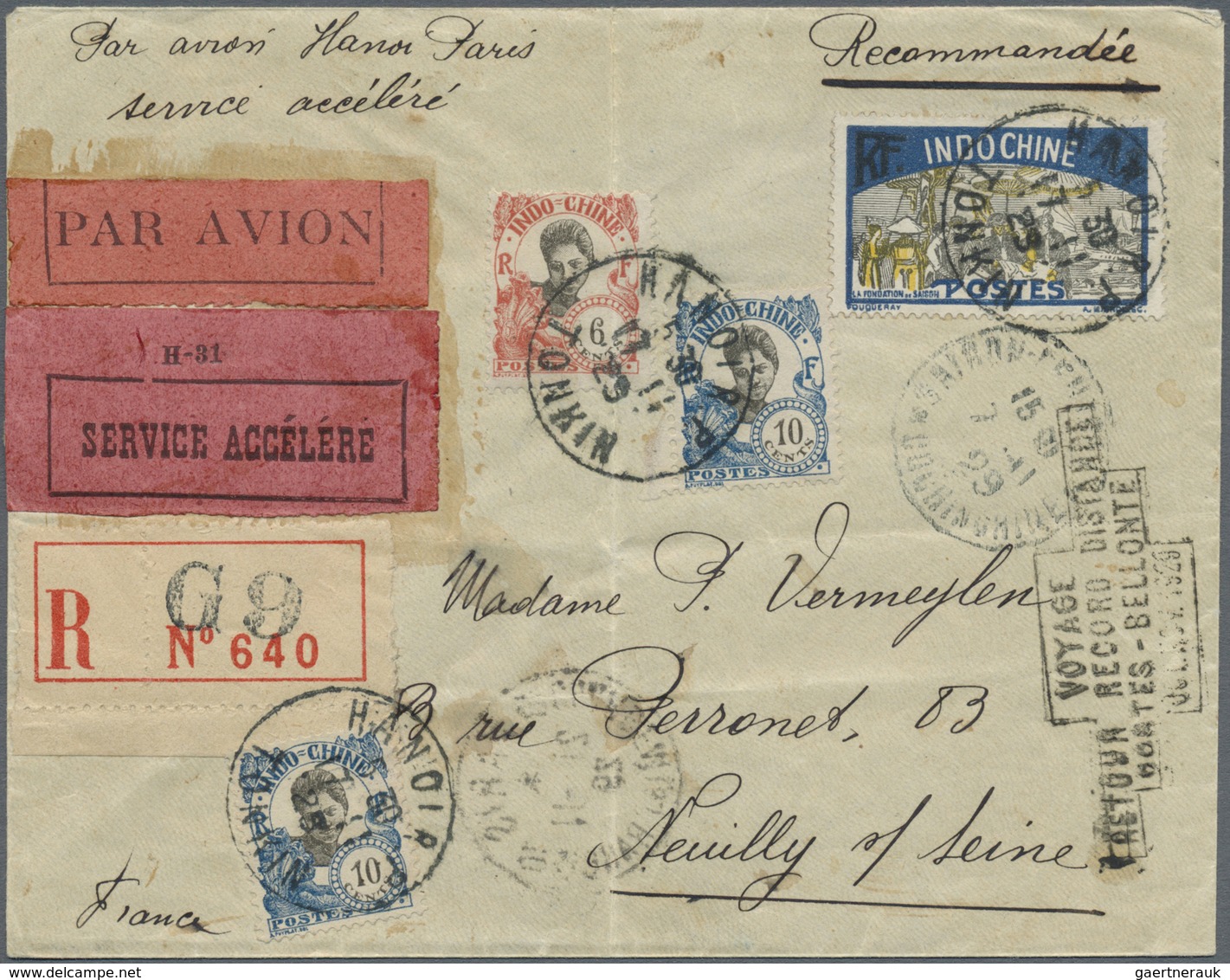 Französisch-Indochina: 1929/37, Indochine-Saigon-Burma Three Better Franked Registerd Covers, All Se - Brieven En Documenten