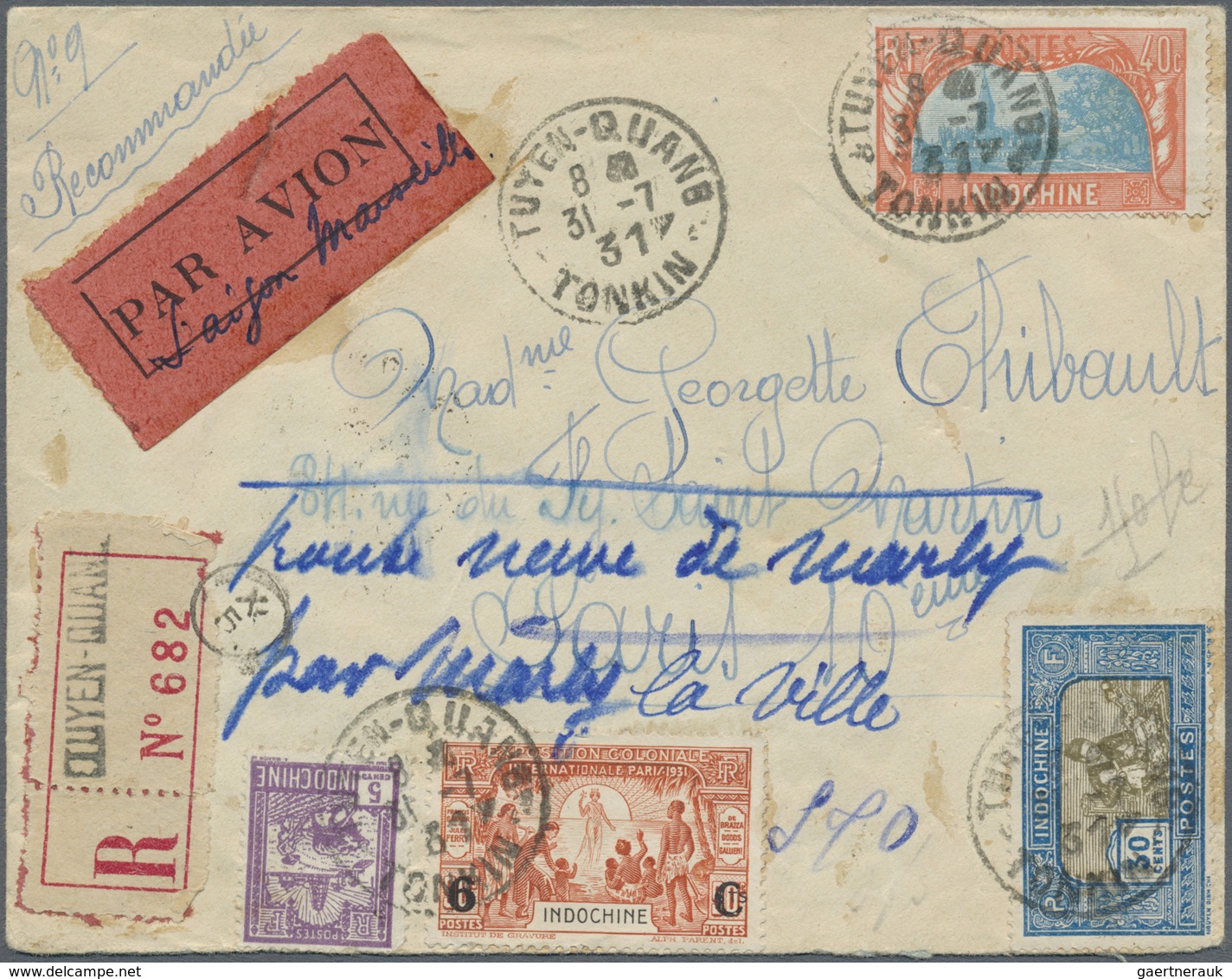 Französisch-Indochina: 1929/37, Indochine-Saigon-Burma Three Better Franked Registerd Covers, All Se - Brieven En Documenten