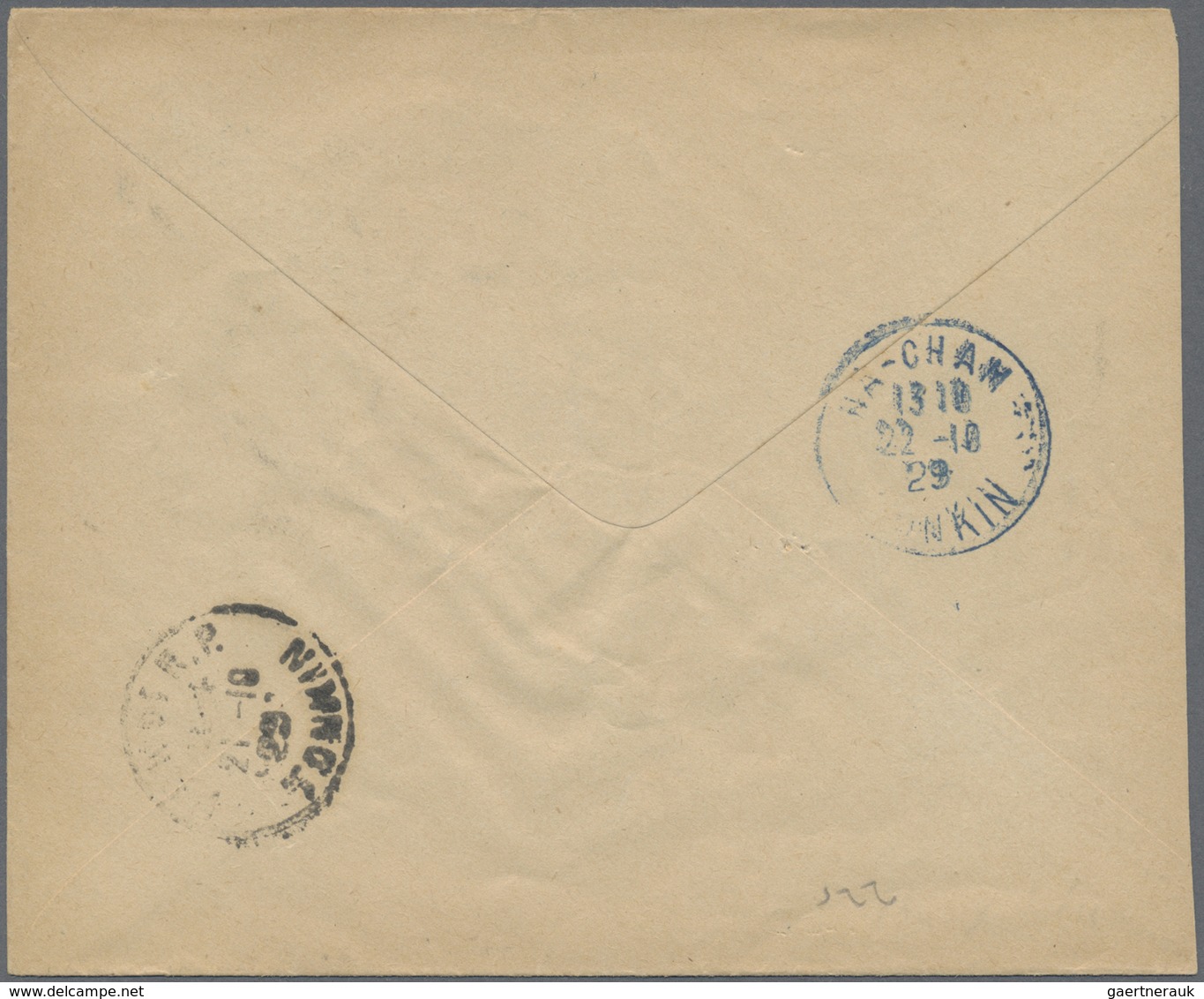 GA Französisch-Indochina: 1929. Postal Stationery Envelope 5c Violet Addressed To Lang-Son Cnacelled By - Covers & Documents