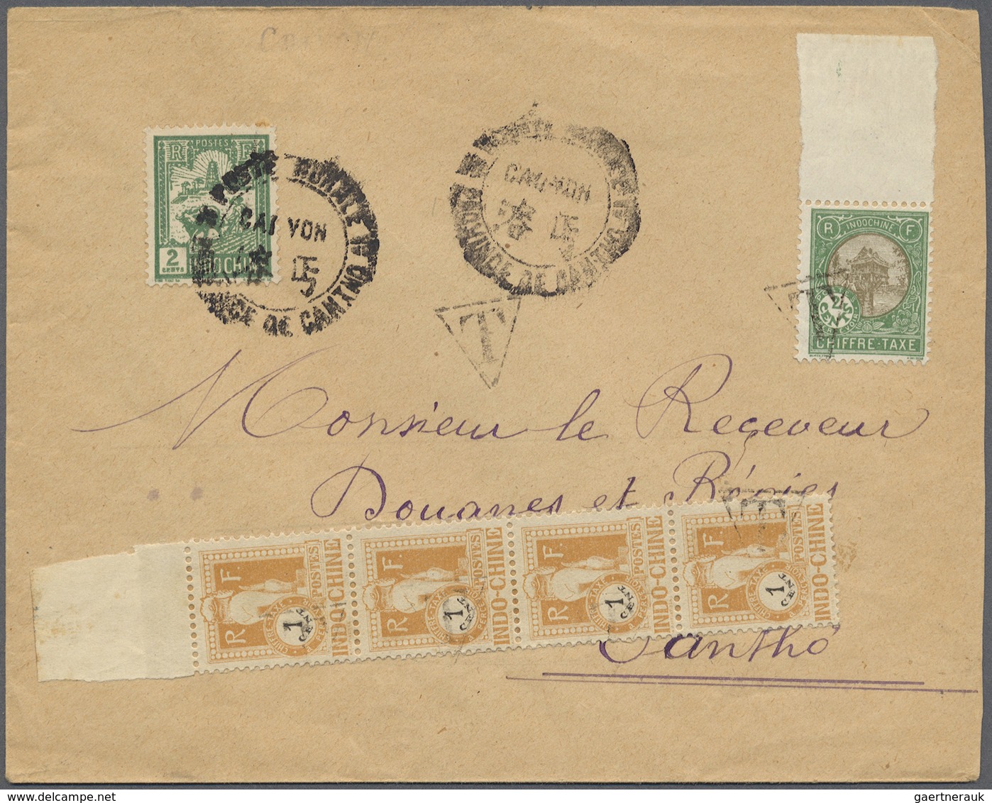 Br Französisch-Indochina: 1931. Envelope Addressed To The 'Receiver Of Customs, Cantho' Bearing Indo-Ch - Brieven En Documenten