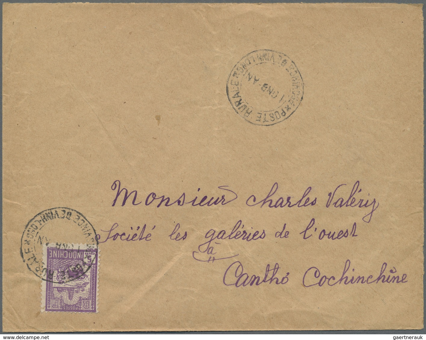 Br Französisch-Indochina: 1931. Envelope (vertical Fold, Creased) Addressed To Cantho Bearing Lndo-Chin - Brieven En Documenten