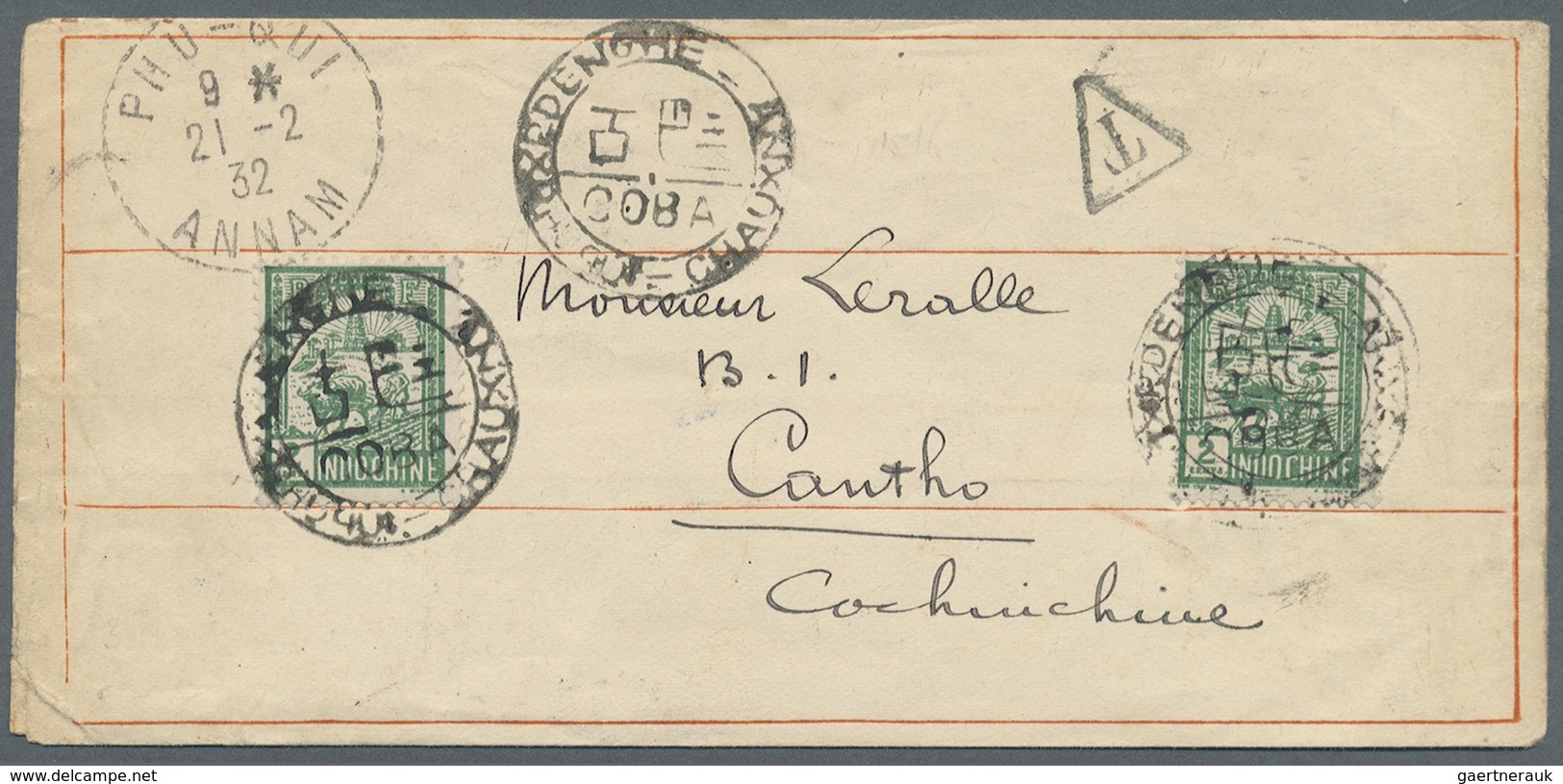 Br Französisch-Indochina: 1932. Envelope Addressed To Cantho, Cochinchine Bearing Indo-China SG 141, 2c - Brieven En Documenten